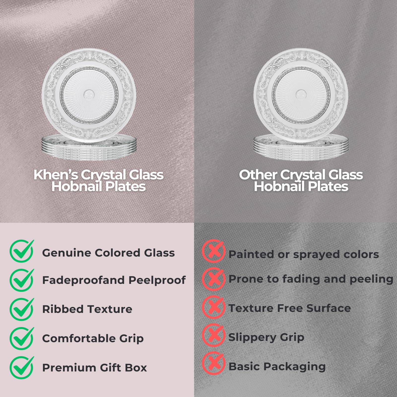 Glass Colored Plates | Set of 6 Plate | Natural Colors 10.6" Dinner & Charger Plate - Server, Charger, Dinner Server, Appetizer, Snack, Fruit, Side Serveware