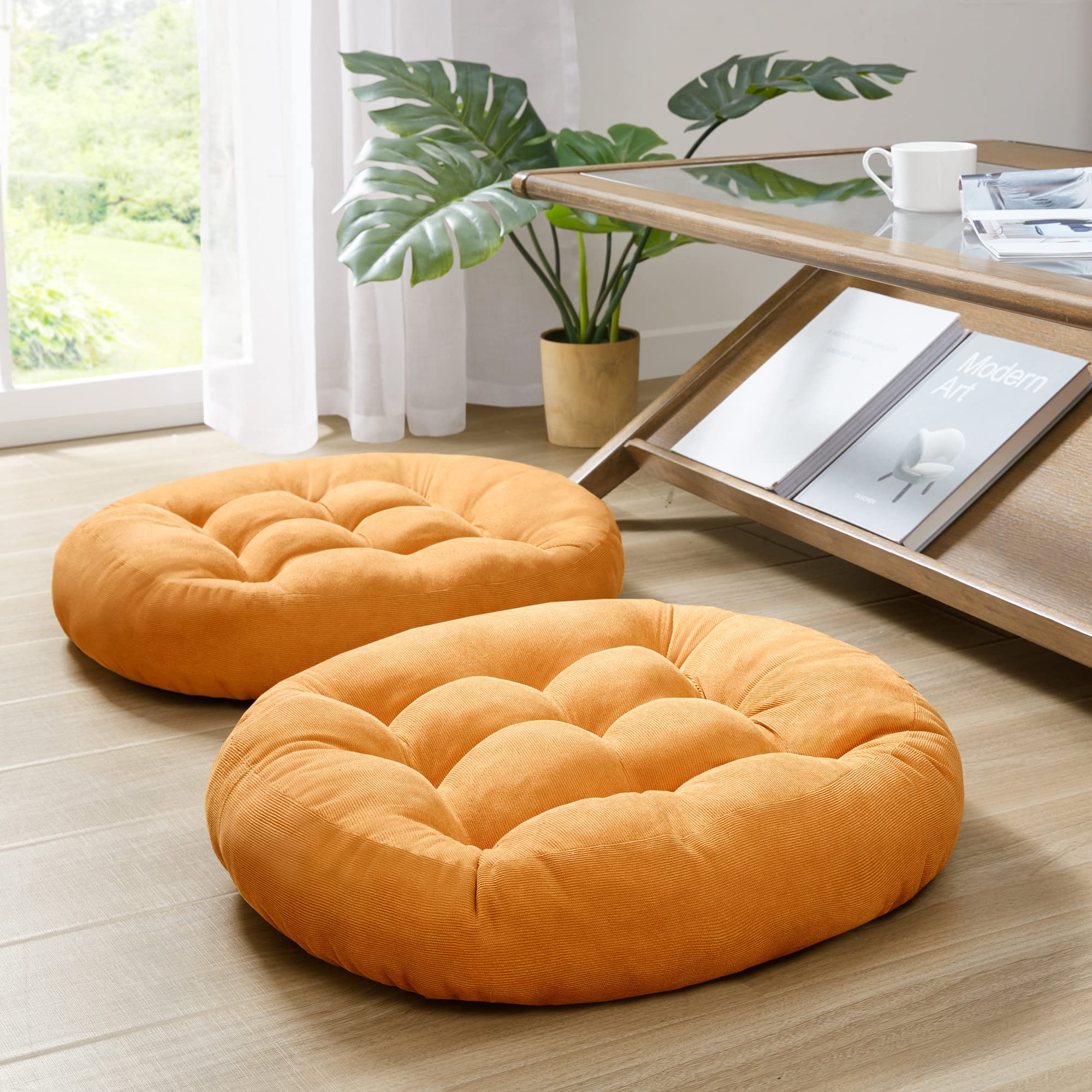 Square Large Pillows Seating Meditation Floor Pillow, Tufted Corduroy Cushion for Living Room