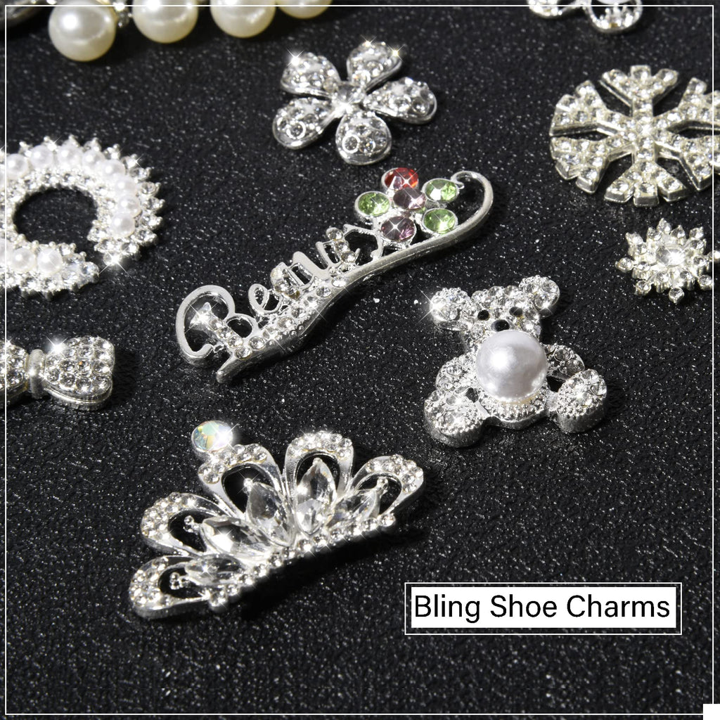 Girls 30 PCS Bling Shoe Charms, Luxury Rhinestone Jewelry Shoe Decoration and Chain for Clog Sandals Accessories