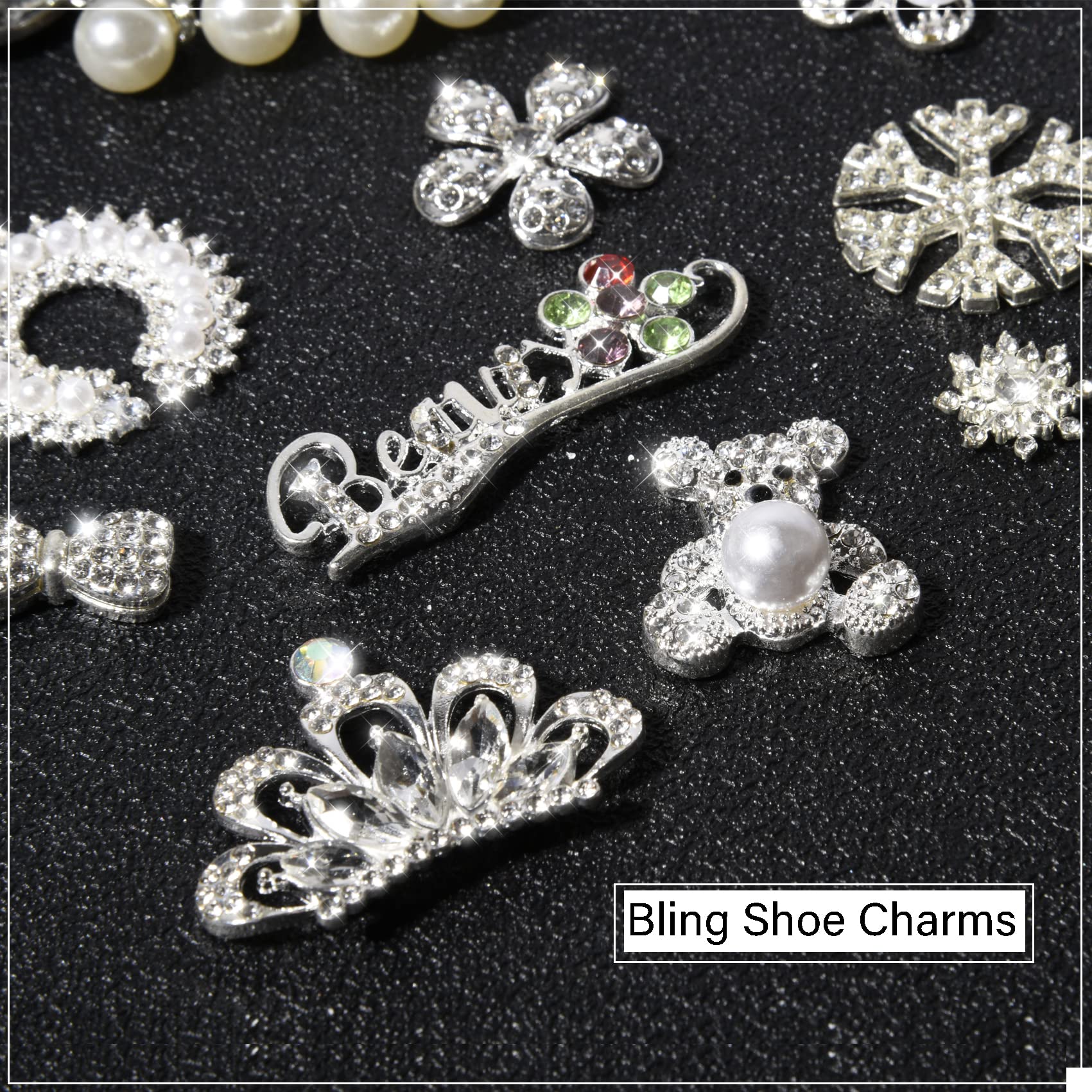 Girls 30 PCS Bling Shoe Charms, Luxury Rhinestone Jewelry Shoe Decoration and Chain for Clog Sandals Accessories