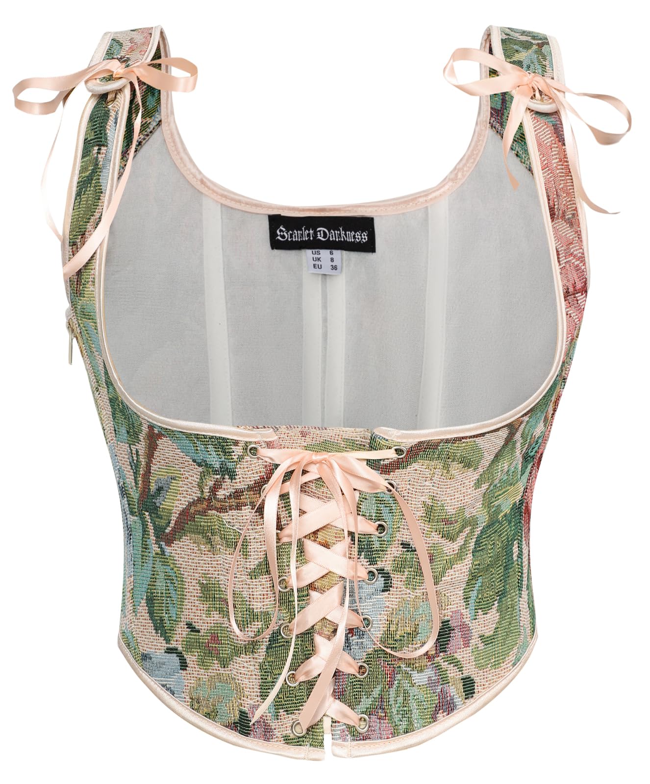 Women's Renaissance Corset Floral Underbust Corset Tops Vintage Boned Corset Belt