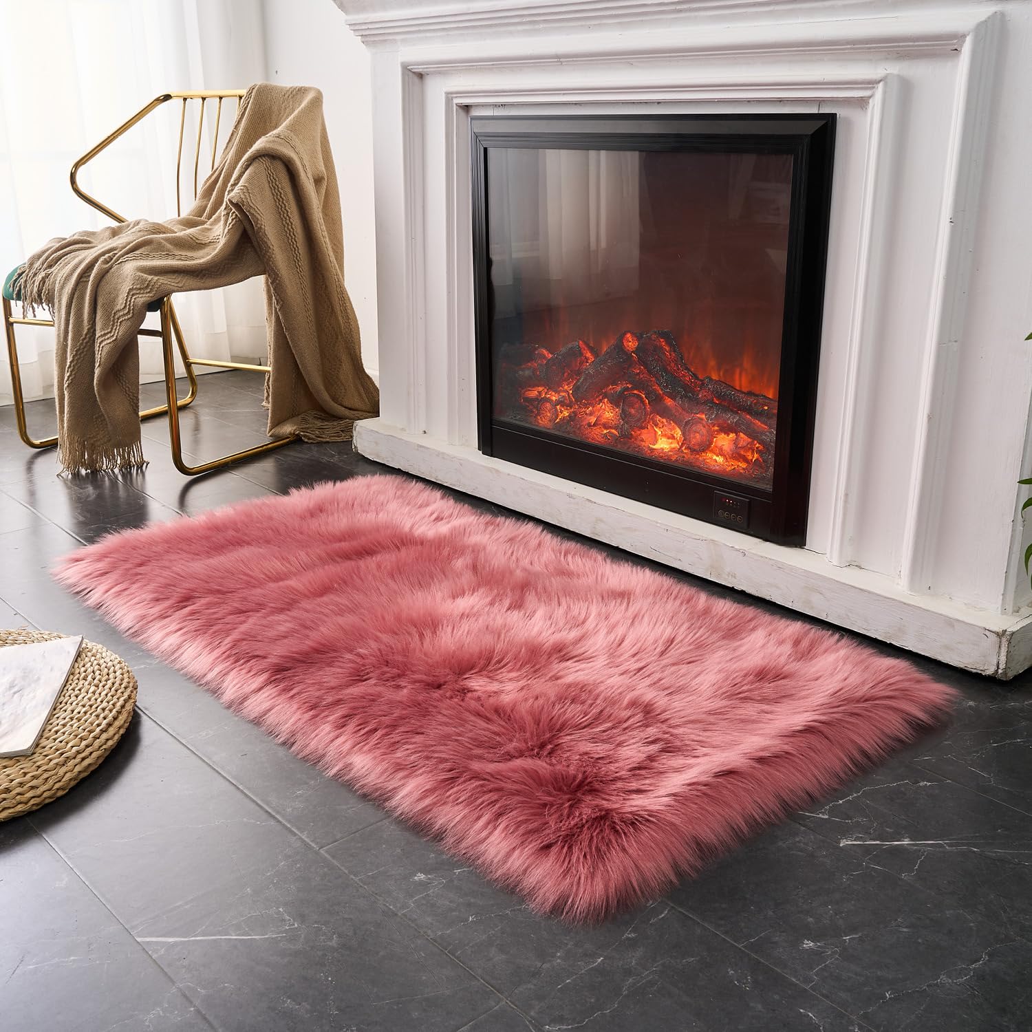 Ultra Soft Faux Fluffy/Fuzzy Shaggy Area Rug - Fur Chair Cover Seat Pad