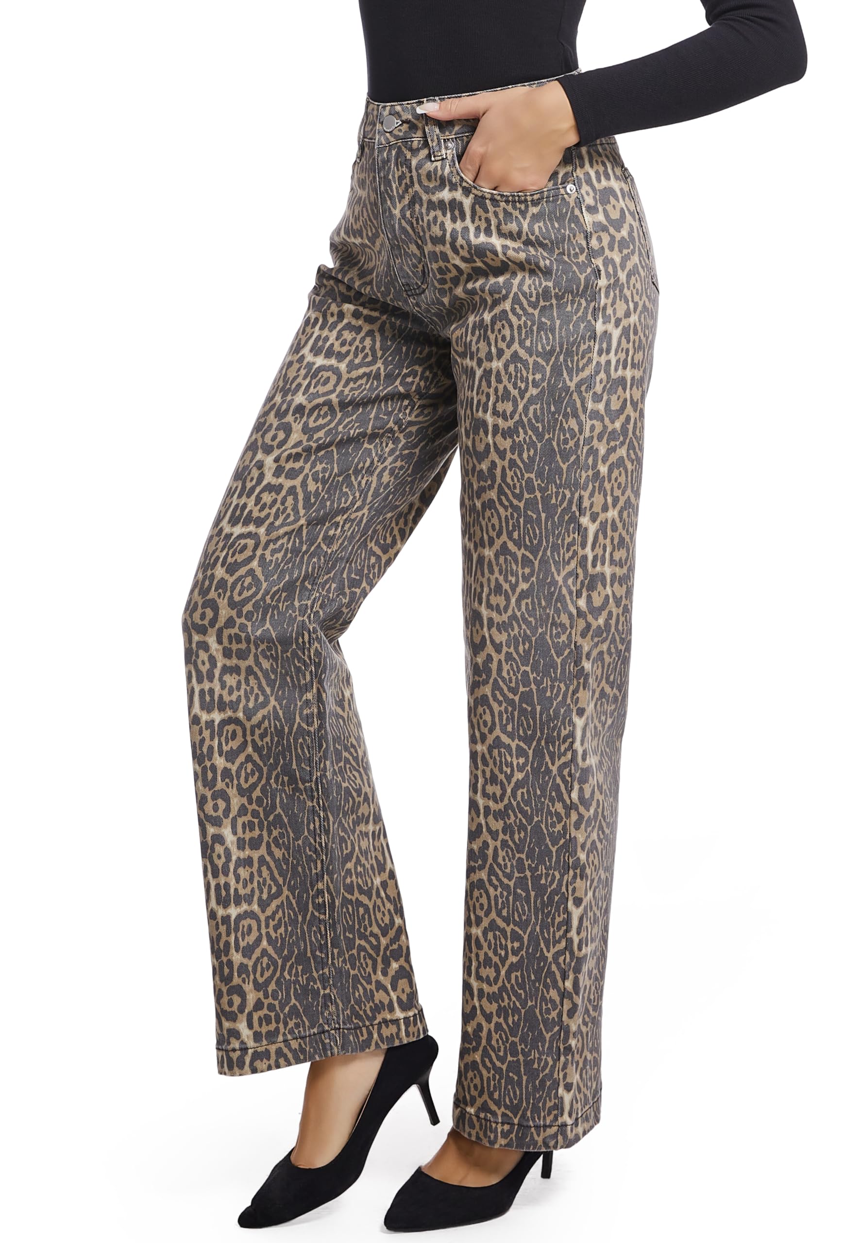 Women's Jeans Straight Leg Casual High Waisted Stretch