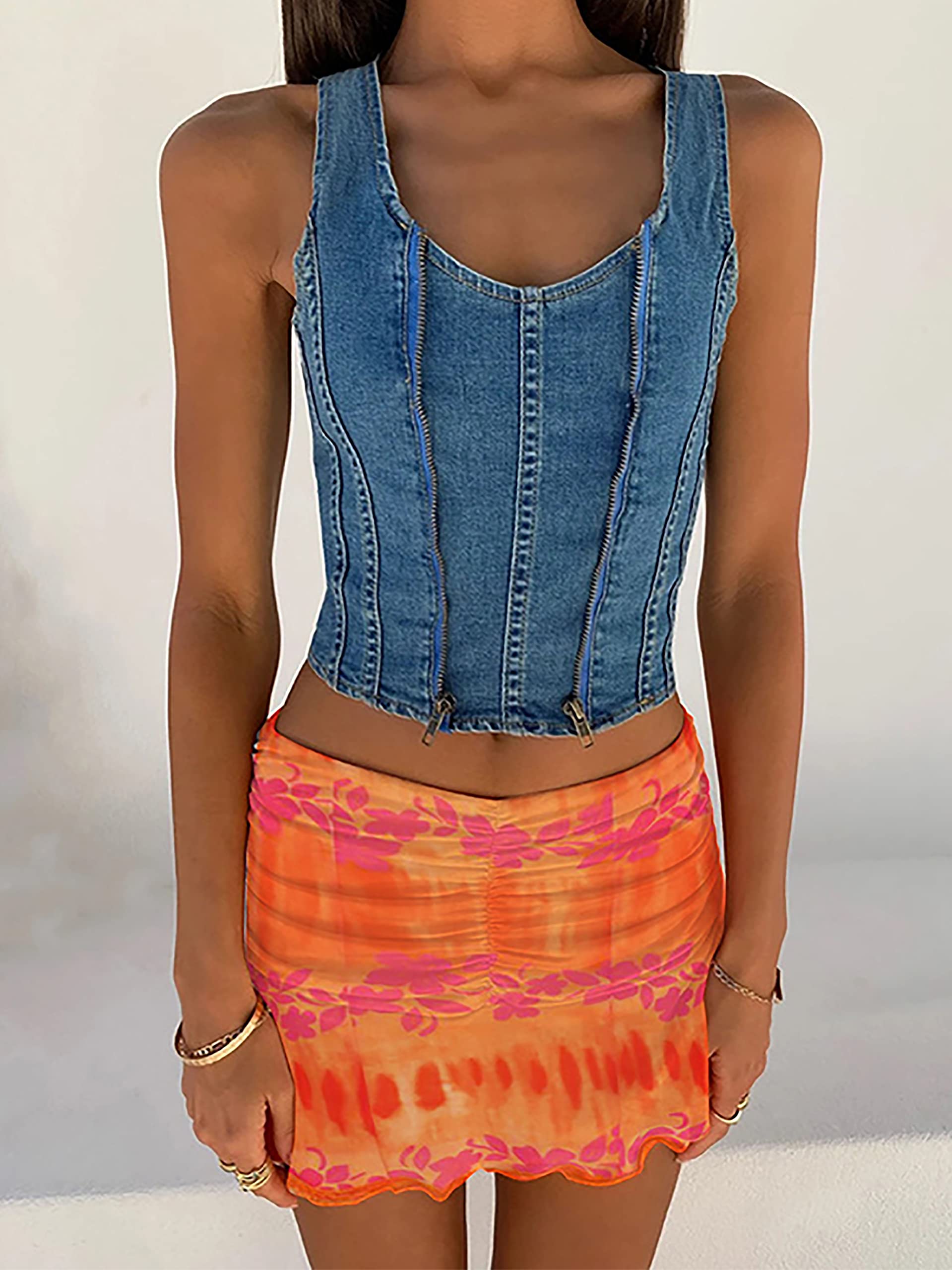 Women Ruched Ruffle Short Skirt High Waisted Stretch Pleated Tennis E-Girls 90s A-Line Mini Skirt