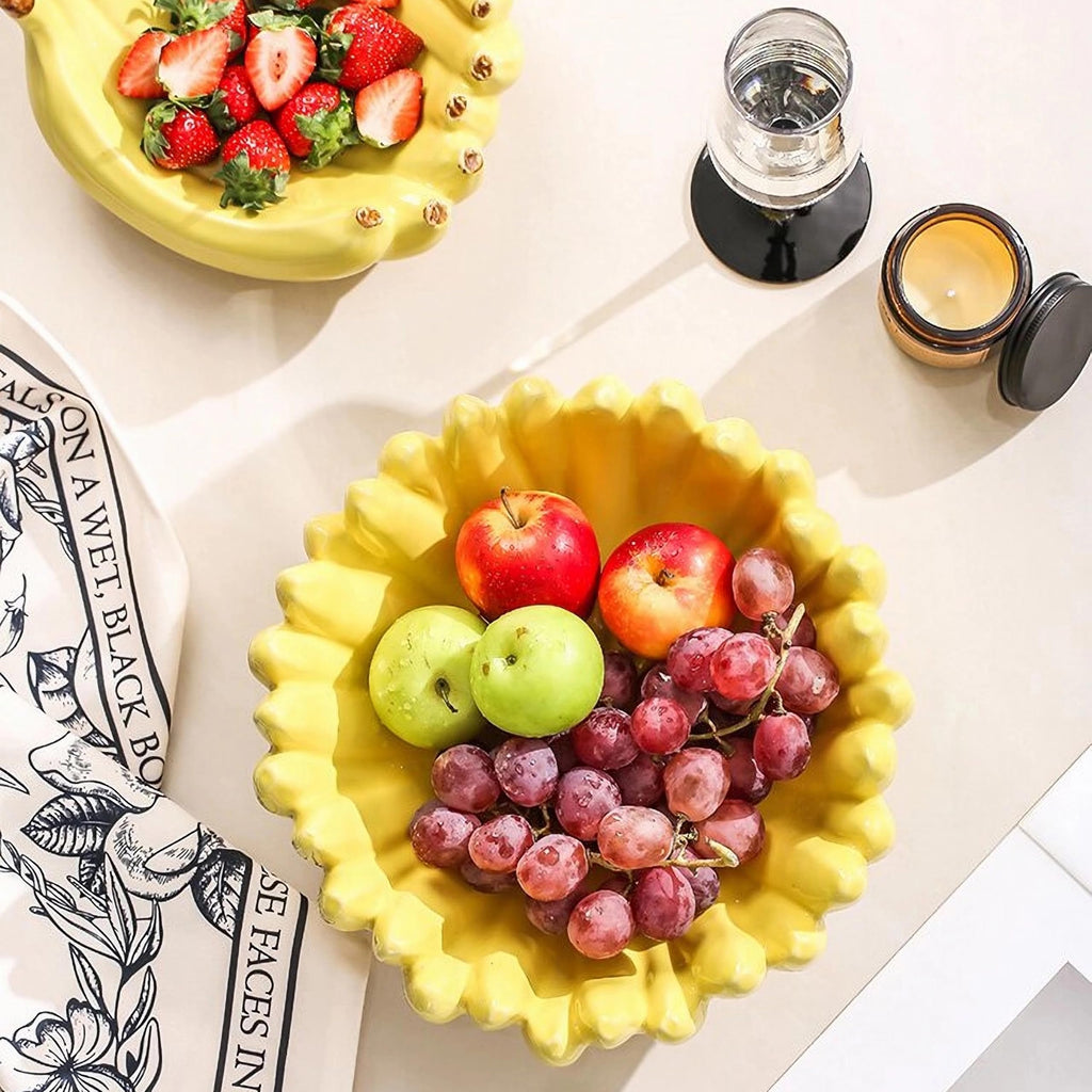 Ceramic Decorative Bowl Banana-Shaped Fruit Bowl