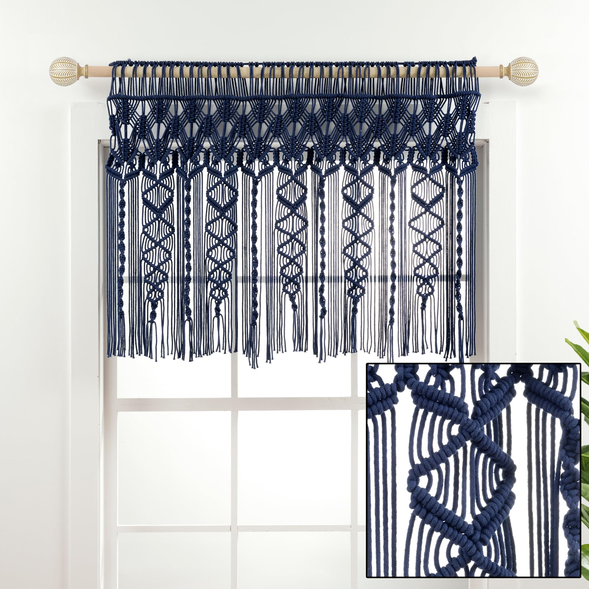 Lush Decor Boho Macrame Textured Cotton Valance Curtain