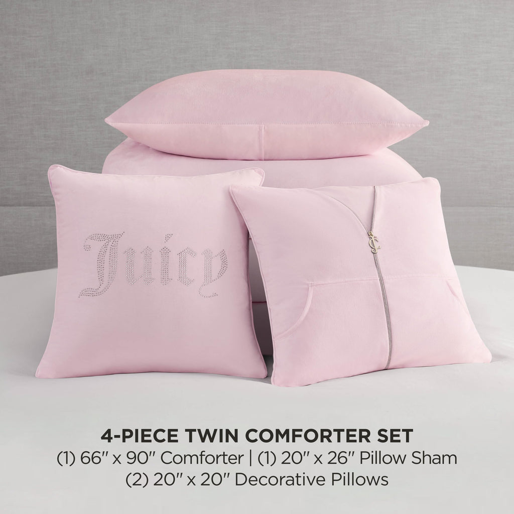 Juicy Couture Solid Velour 3-Piece King Comforter Set â€?Luxurious Bedding Ensemble