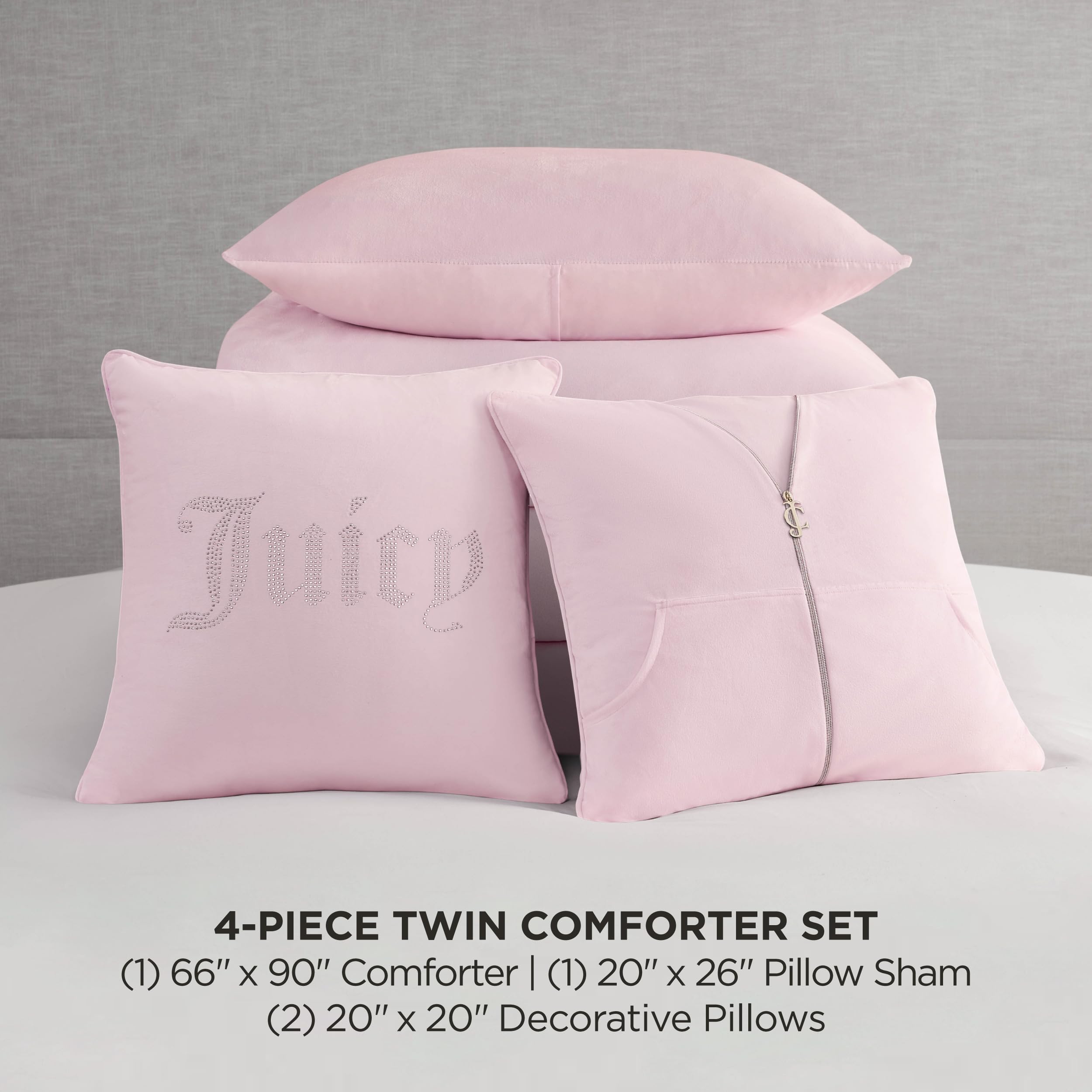 Juicy Couture Solid Velour 3-Piece King Comforter Set â€?Luxurious Bedding Ensemble
