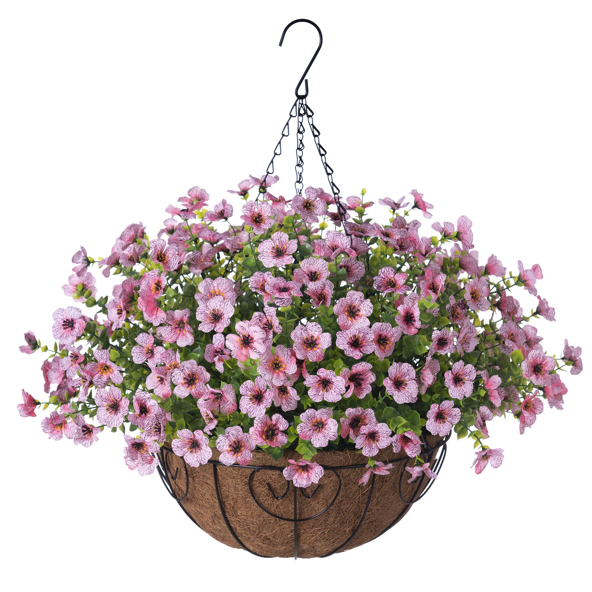 Fake Silk Colorful Daisy Eucalyptus in 12" Metal Coconut Lining Flowerpot