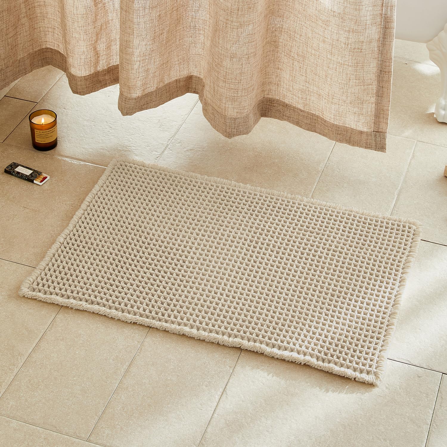 Waffle Bath Mat Non Slip Washable Quick Dry Cute Bath Mat