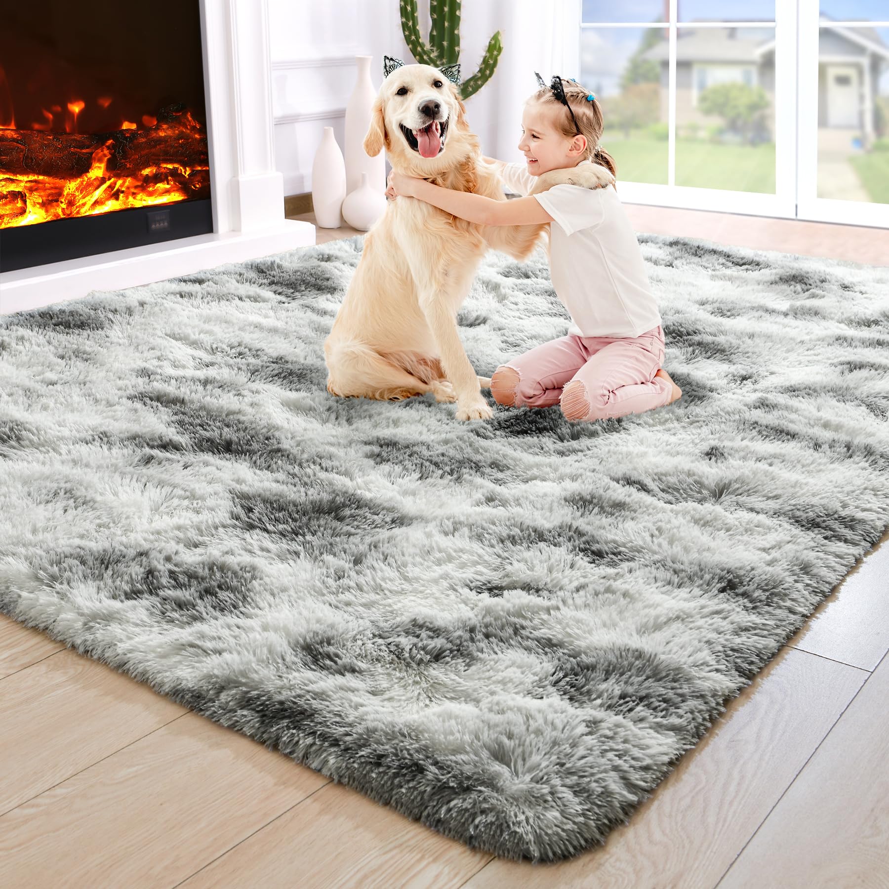 Fluffy Area Rugs Shag Throw Floor Carpet, Soft Shaggy Bedside Non-Slip Plush Rug Home Decor Aesthetic