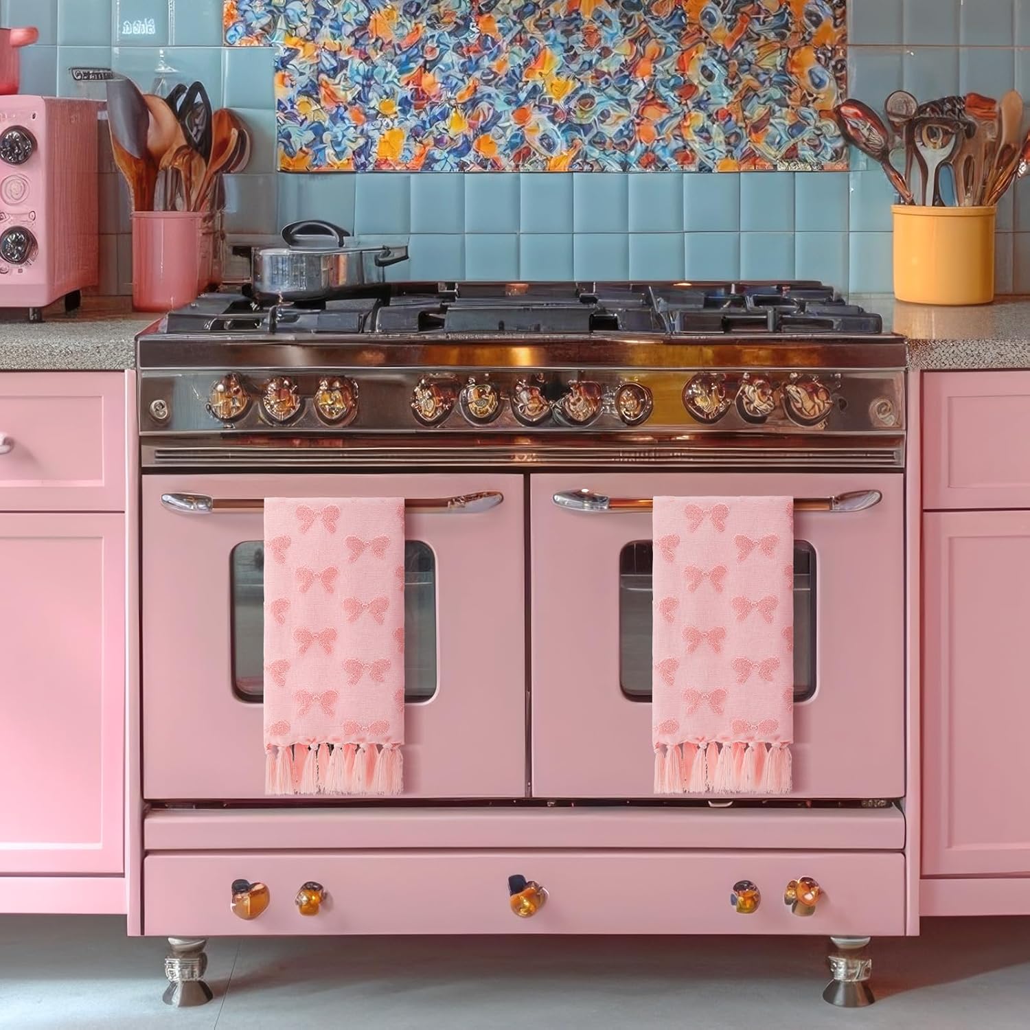 Pink Bow Hand Towels Coquette Hand Towels - Set of 3 for Bathroom Pink Bowknot Gifts Turkish Tufted Cotton Soft Absorbent 30 x 17 Inch