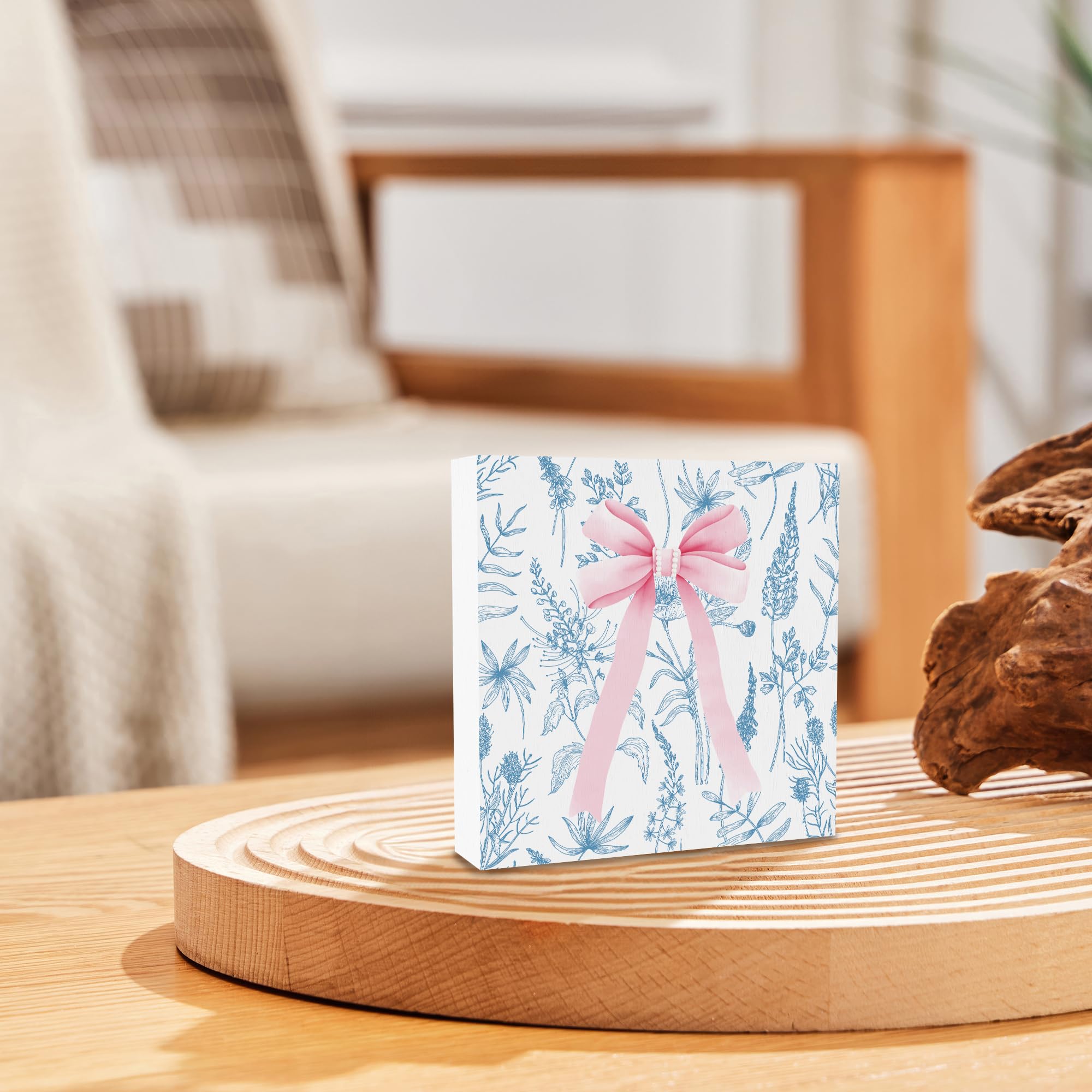 Preppy Pink Bows Desk Decor Decorations, 5x5 Inches