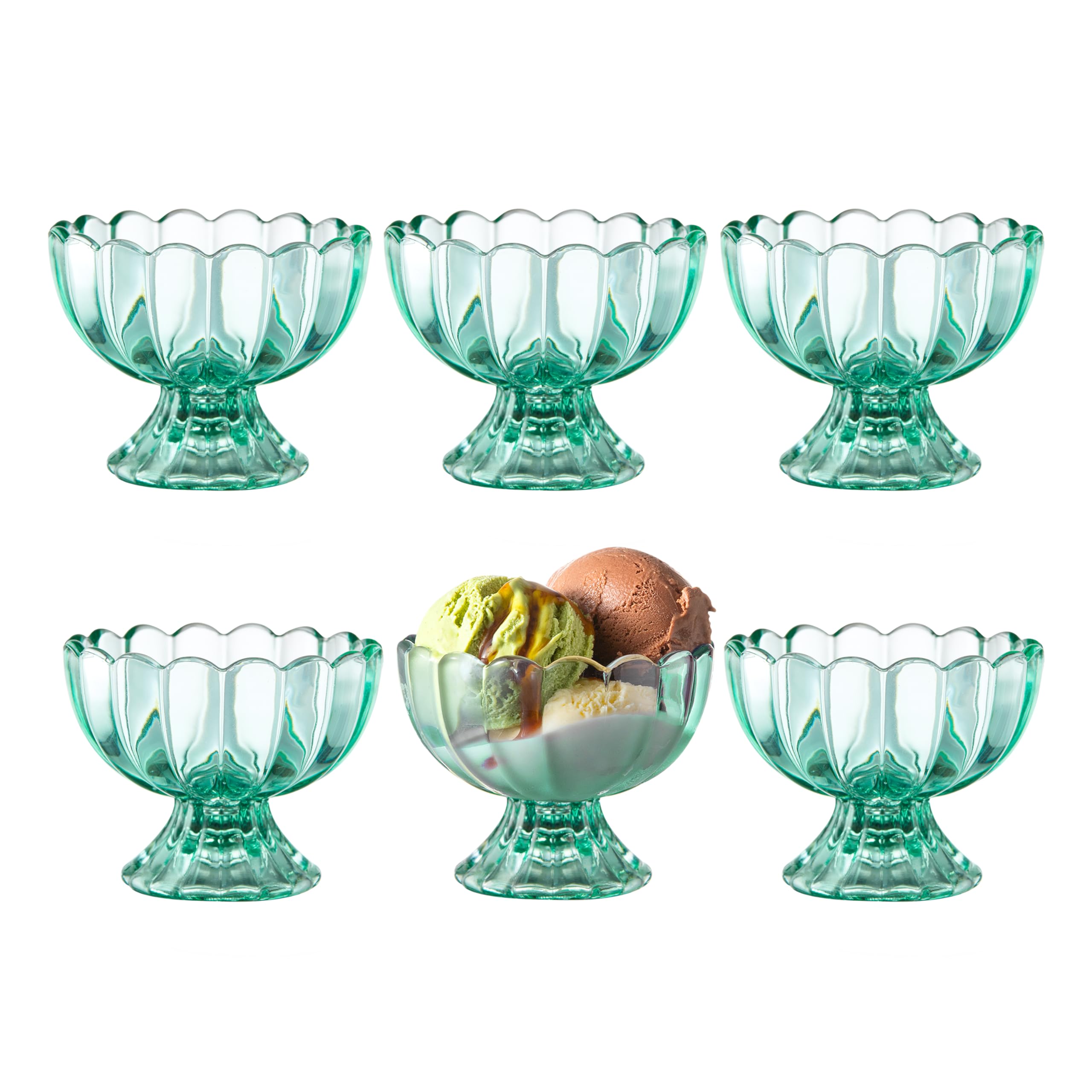 Set of 5oz Footed Tulip Glass Dessert Cups â€?Perfect for Ice Cream, Sundaes, Fruit, Snacks, Cocktails & Holiday Parties