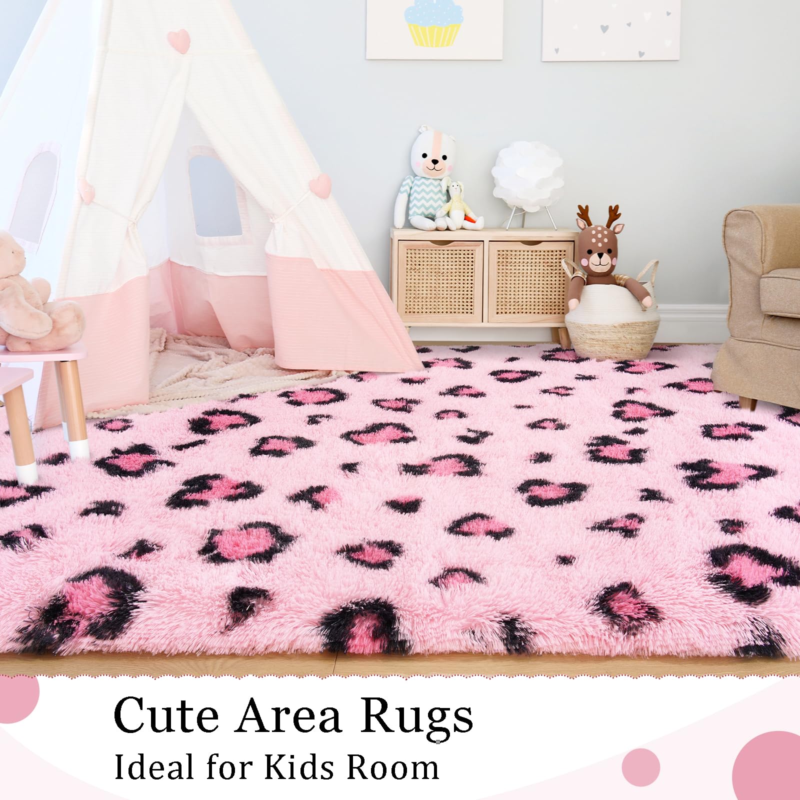 Leopard Rugs, Soft Bedroom Rugs - Fluffy Living Room Rugs, Girls Room Decor