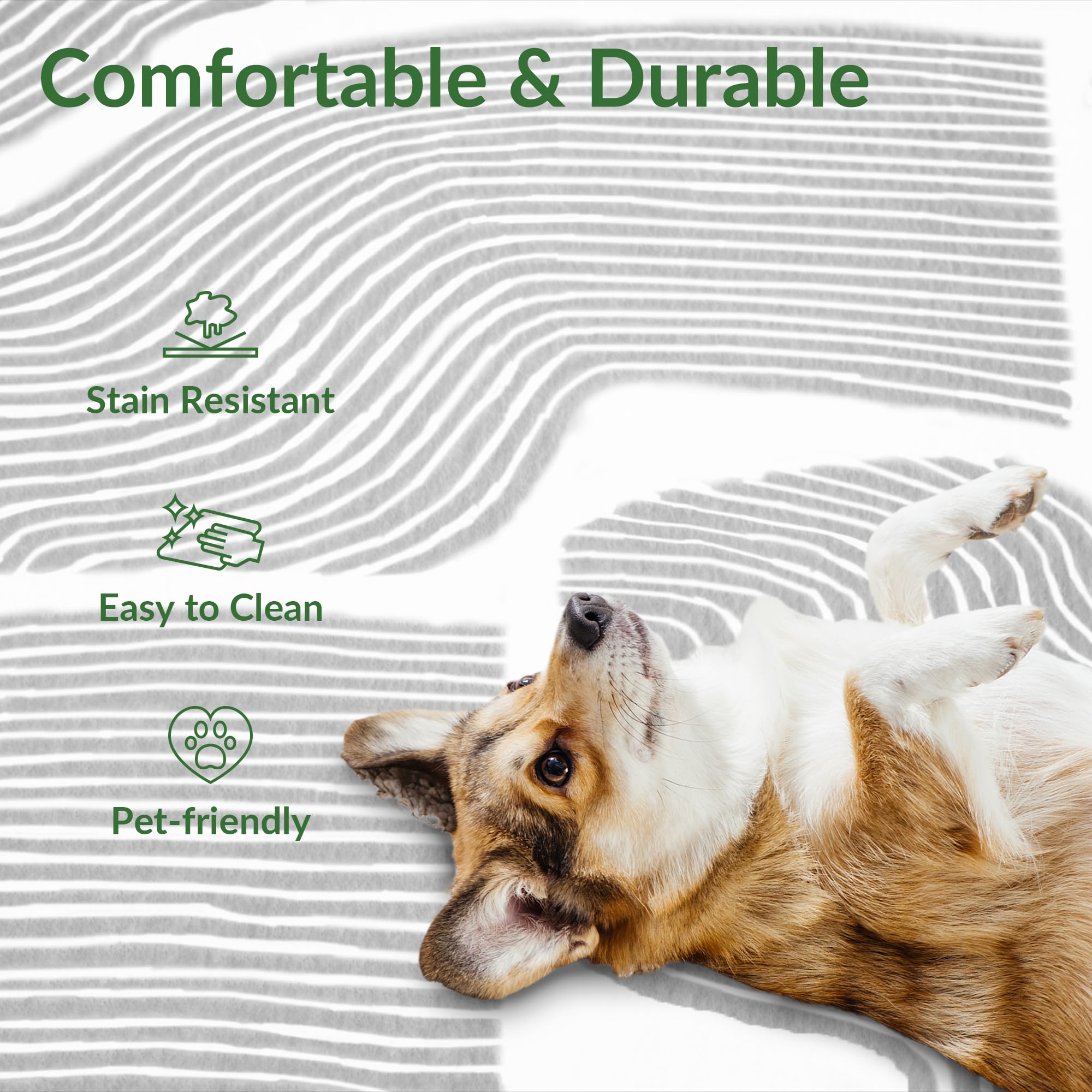 Zen Garden Area Rug - Ultra Soft Area Rug, Non Slip, Stain Resistant Living Room Rug, Washable Area Rugs for Living Room, Rugs for Bedroom