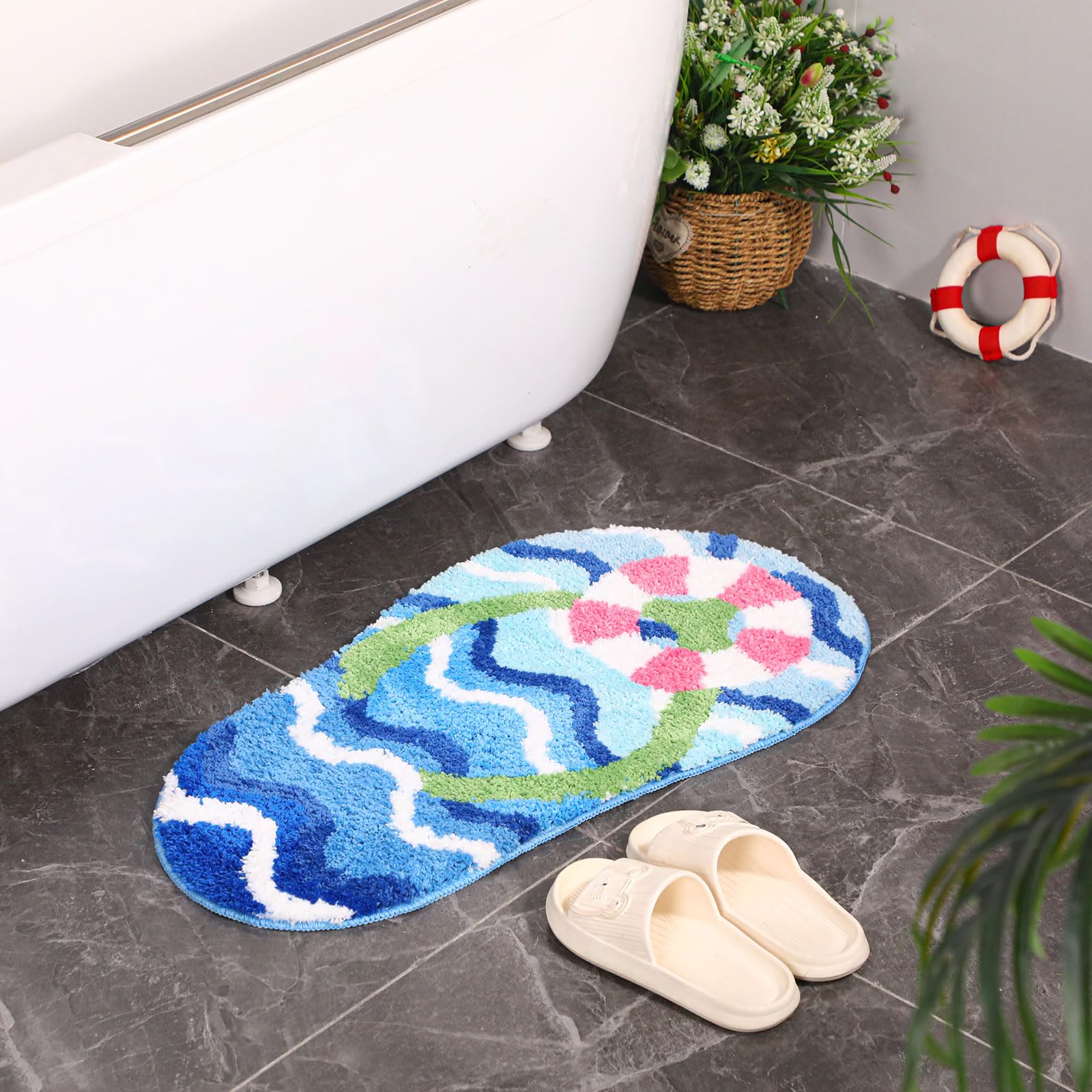 Flower Shower Mat Summer Bathroom Rug Flower Shape Shower Mat Door Cute Bath Summer Bathroom Decoratio Non Slip Washable Bath Rug