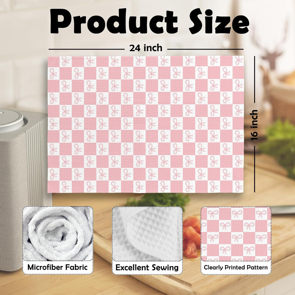 Coquette Pink Bow Girls Gifts Kitchen Dish Towels - Bathroom Decor, Trendy Hand Towels Kitchen Tea Towels Decorations, 16x24inch