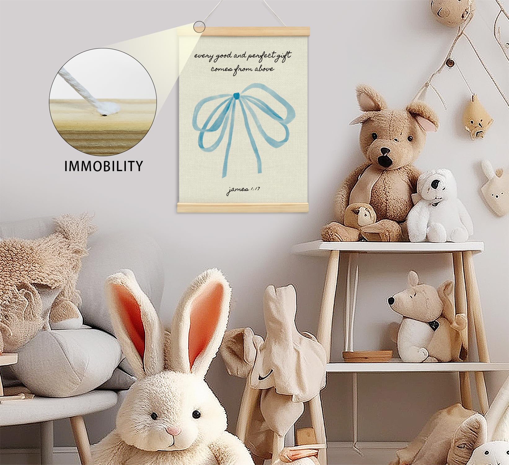 Trendy Bows Pink Coquette Scripture Wall Art Poster Hanger Frame, Christian Bible Verses Posters Wall Art Decor