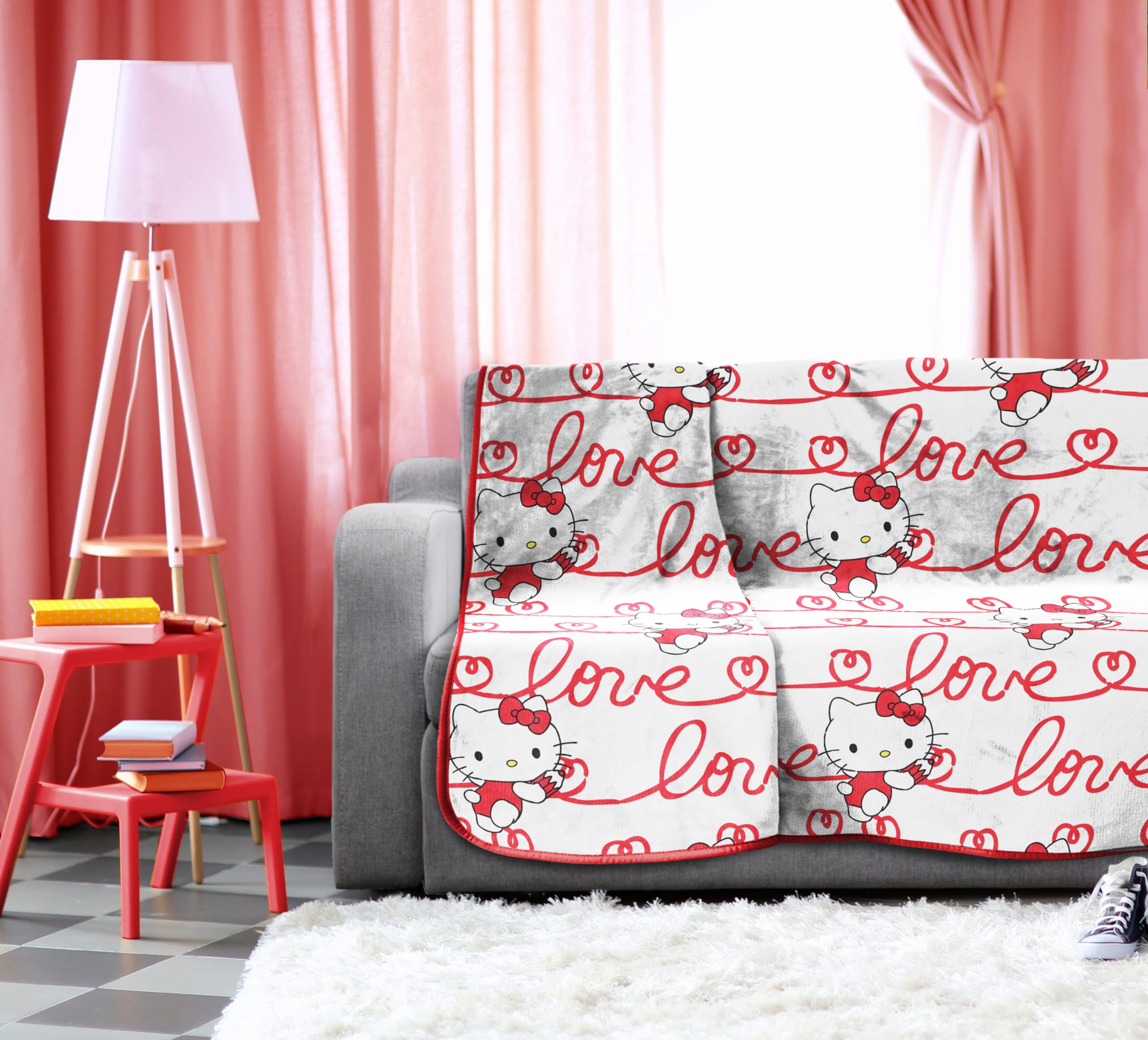 Hello Kitty White Kitties Plush Blanket - Measures 60 x 90 Inches, Kids Bedding - Super Soft Fleece Bedding