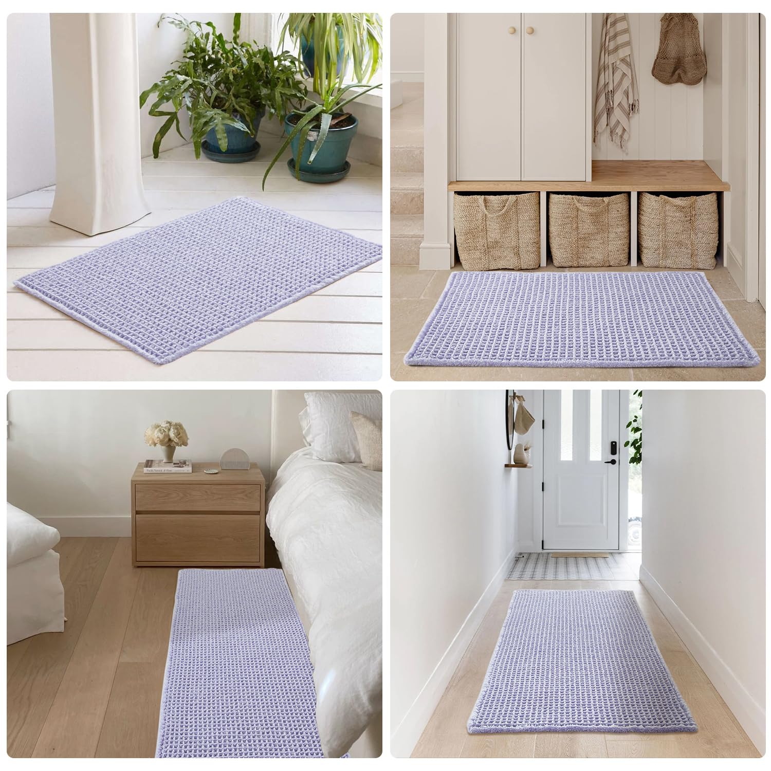 Waffle Bath Mat Non Slip Washable Quick Dry Cute Bath Mat