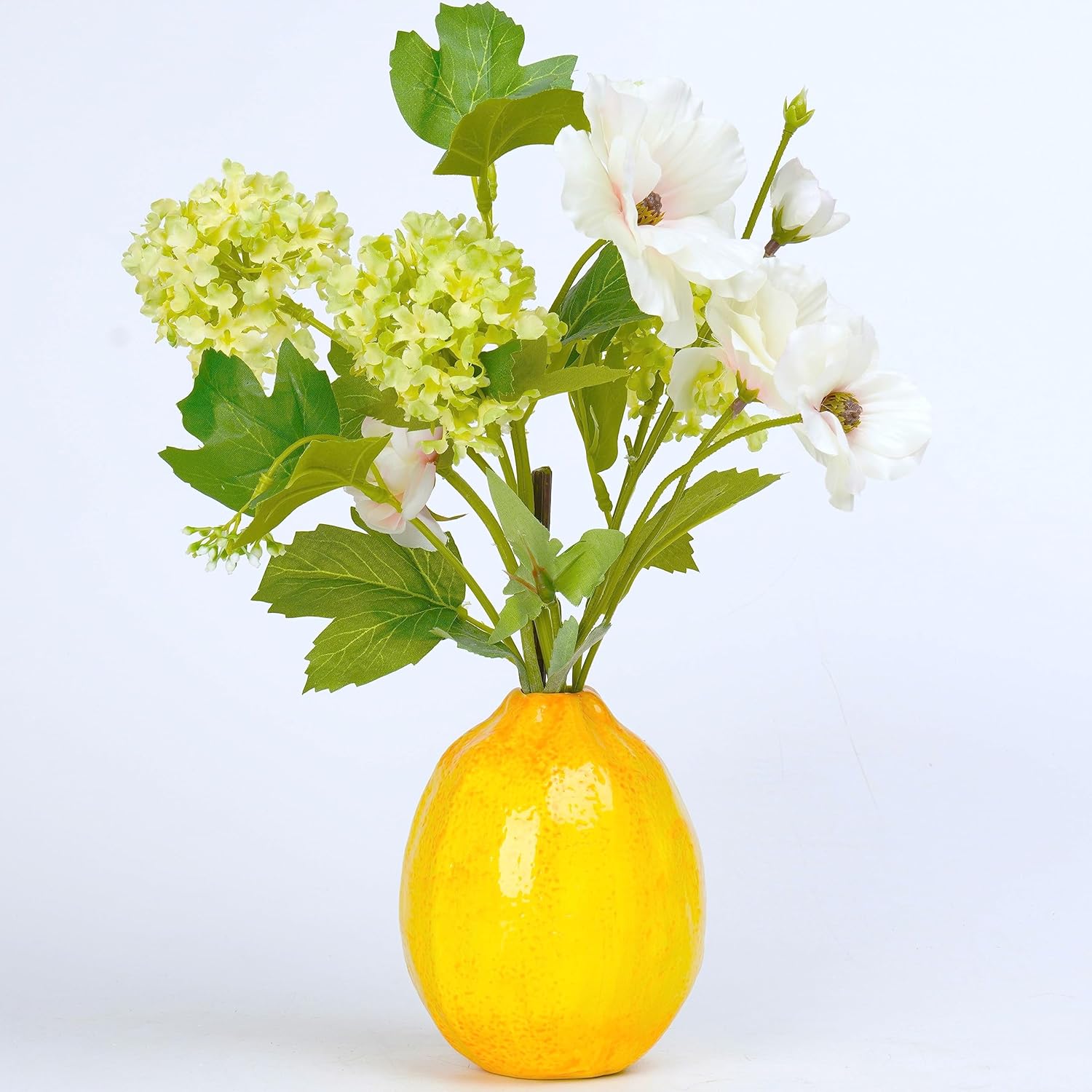 Unique Lemons Shaped Vase for Decor - Set of 2 Fruit Shaped Vase, Ceramic Vases Decor for Flowers, Fake Lemon Decorations Vases for Centerpieces, 3.5 x 3.5 x 4.5 Inch