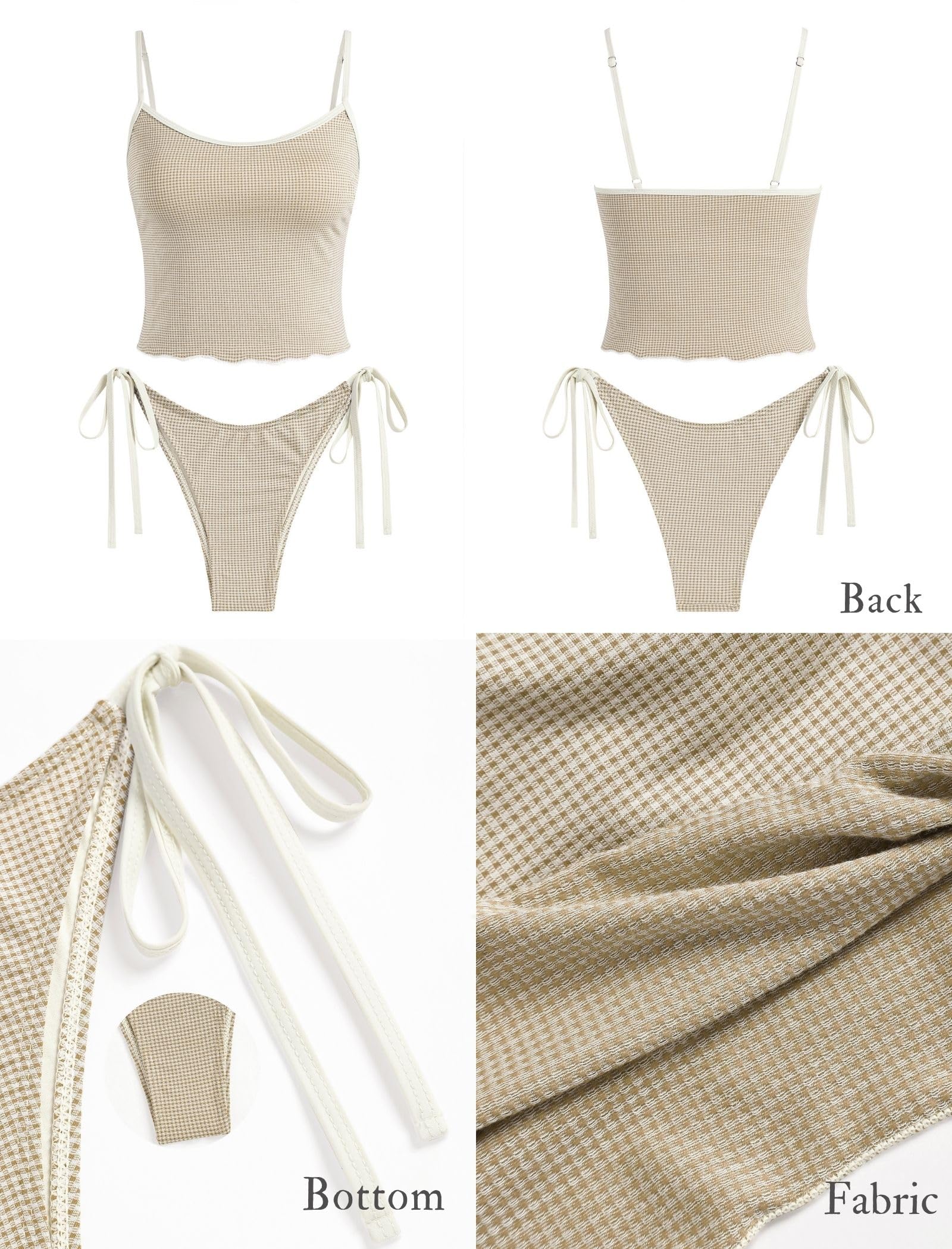 Tankini Swimsuits for Women Tie Front Tummy Control Spliced Ruffles Bikini Sets Two Piece Bathing Suits