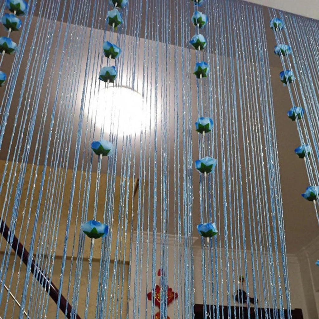New Beaded String Curtain with Roses - 100 x 200cm Fly Screens for Doors, Tassel Fringe