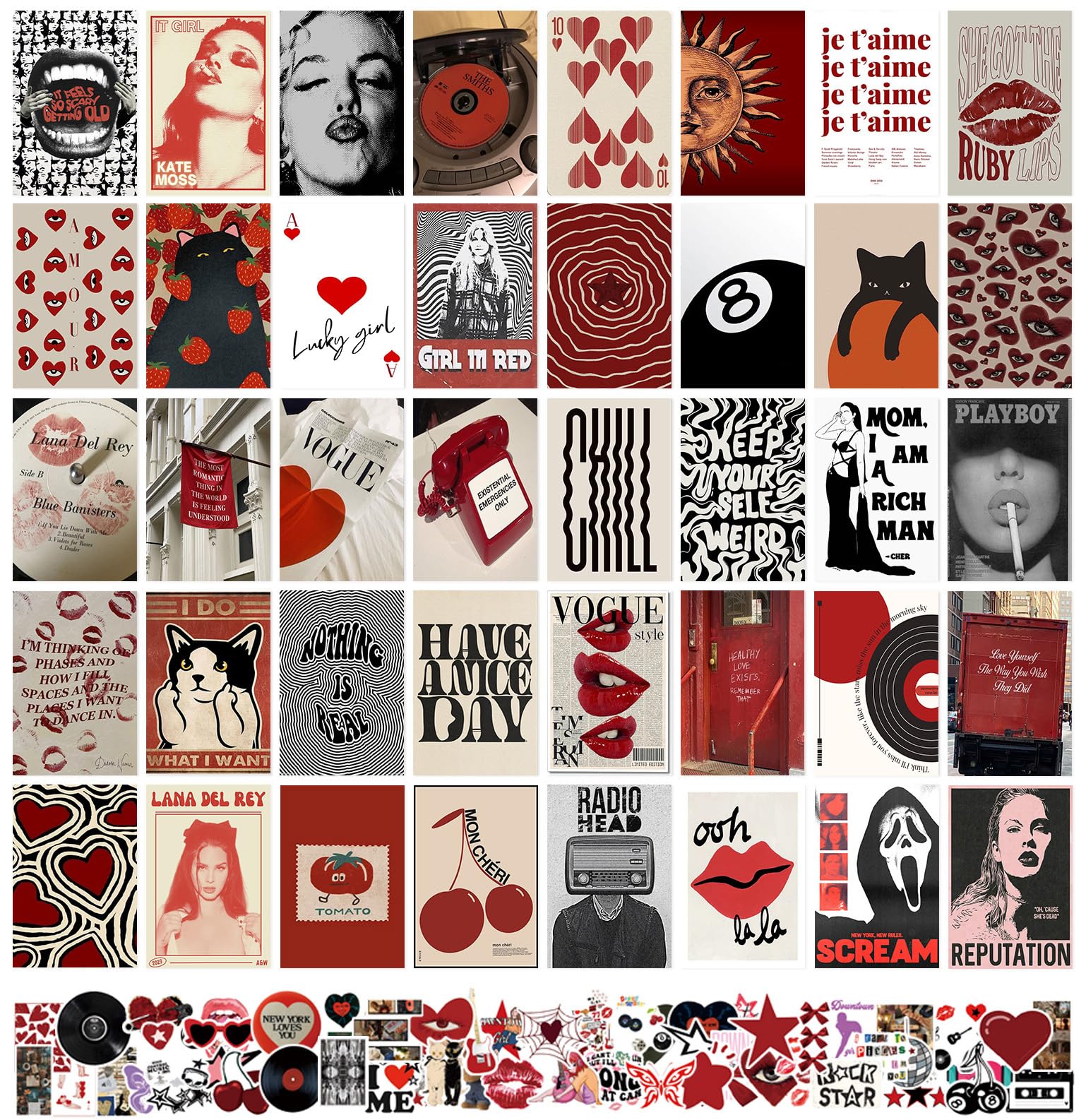 Coquette Room Decor Aesthetic Pictures 50 PCS - Coquette Wall Art Prints 4"x6", Trendy Cute Wall Decor