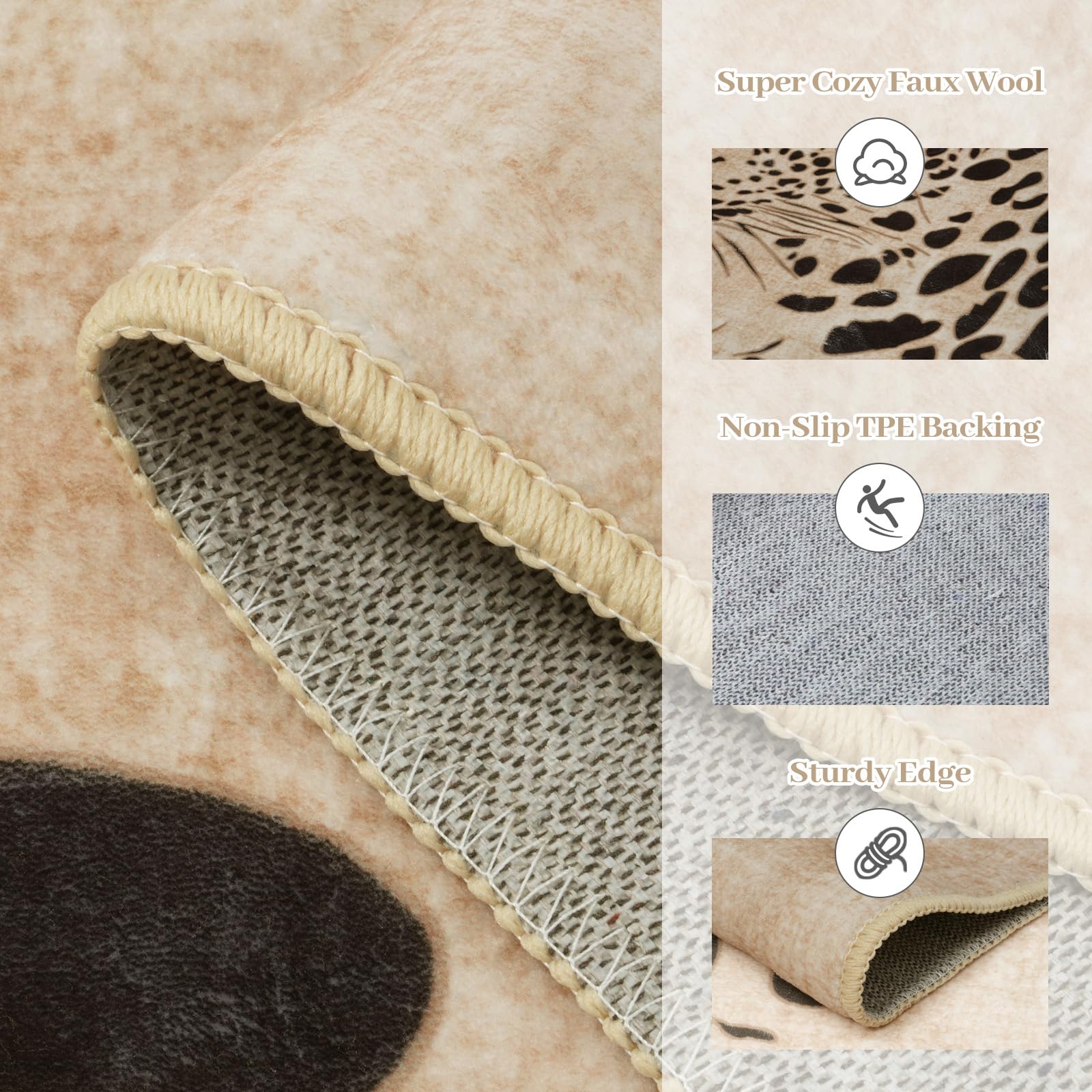 Leopard Print Area Rug â€?Soft, Washable, Non-Slip, Stain-Resistant Rug