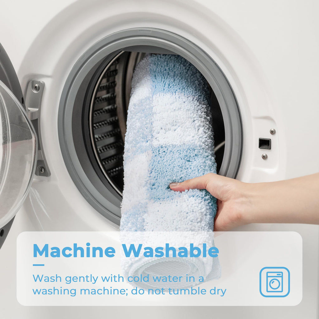 Checkered Bathroom Rugs, Fluffy Rug, Absorbent Microfiber Ultra Soft Bath Mat Washable, Non-Slip Bath Mats for Bathroom, Cute Floor Mat