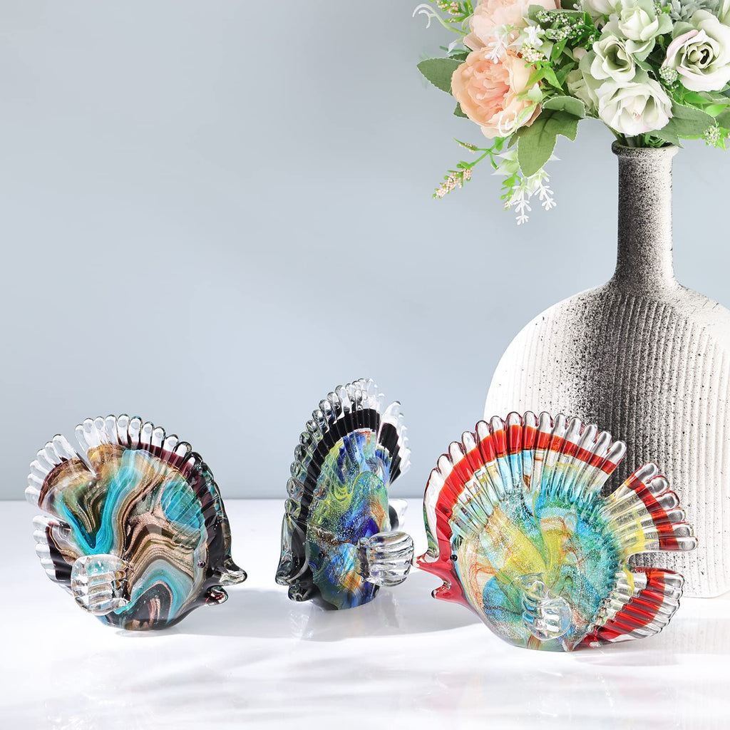 Hand Blown Glass Conch - Coastal Home Decor Conch Corners, Glass Art Conch Sculptures, Office Decor Blown Glass Art, Living Room Table Centerpieces, Bathroom Shelf Tops And Cabinet Decor