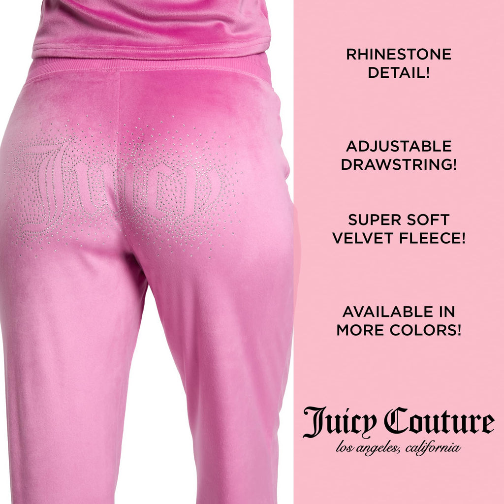 Juicy Couture Women's 2-Piece Velvet Fleece Lounge Sleepwear Set â€?Short Sleeve Shirt and Pants