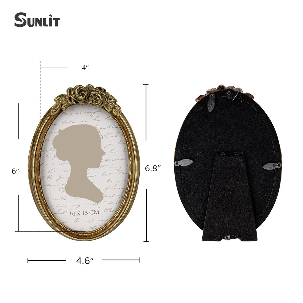 Vintage Picture Frame, Oval Antique Photo Frames with Glass Front, Luxury Photo Display, Tabletop Wall Hanging