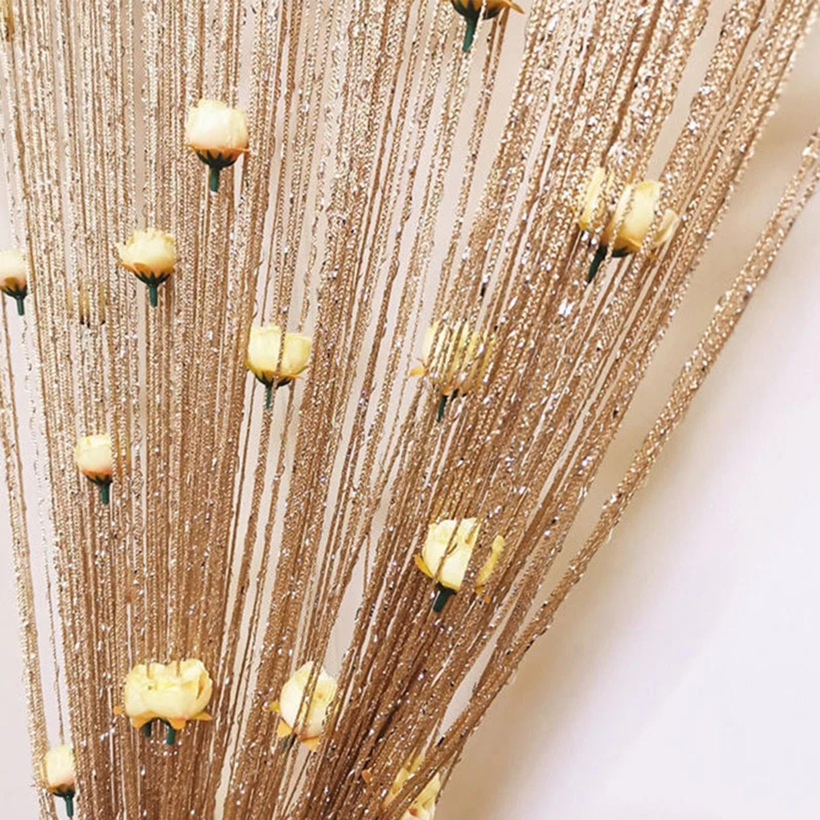 New Beaded String Curtain with Roses - 100 x 200cm Fly Screens for Doors, Tassel Fringe