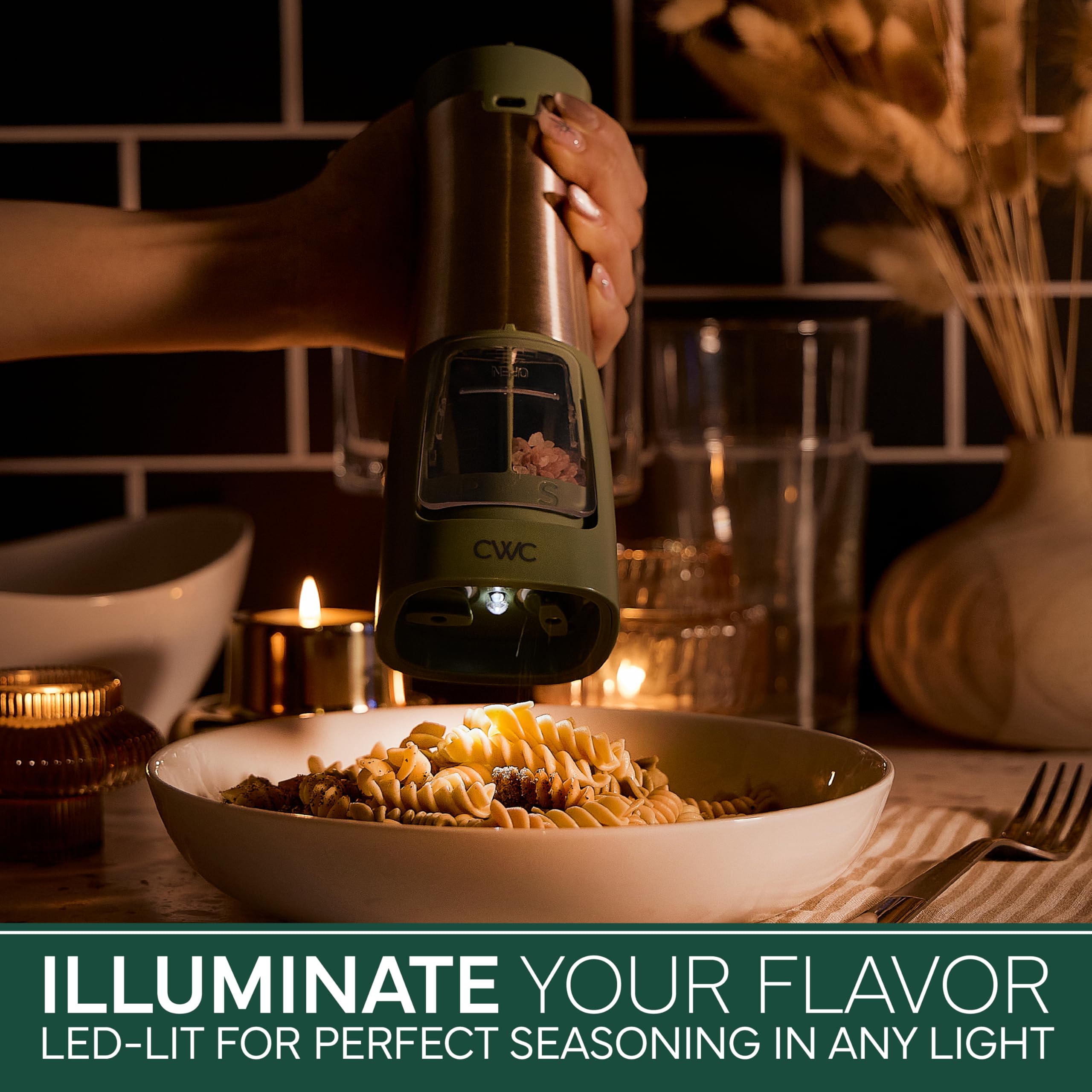 Rechargeable Salt & Pepper Shaker - 2-in-1 Grinders for Salt and Pepper