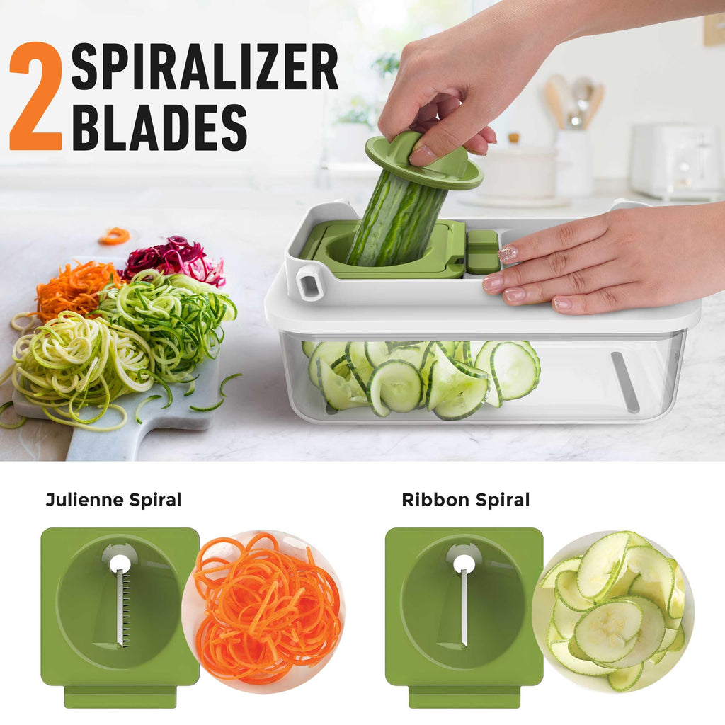 Mueller Pro-Series All-in-One, Mandoline Slicer for Kitchen, Food Chopper, Cucumber Slicer and Spiralizer, Cutter, Dicer, Grater, Kitchen Essentials