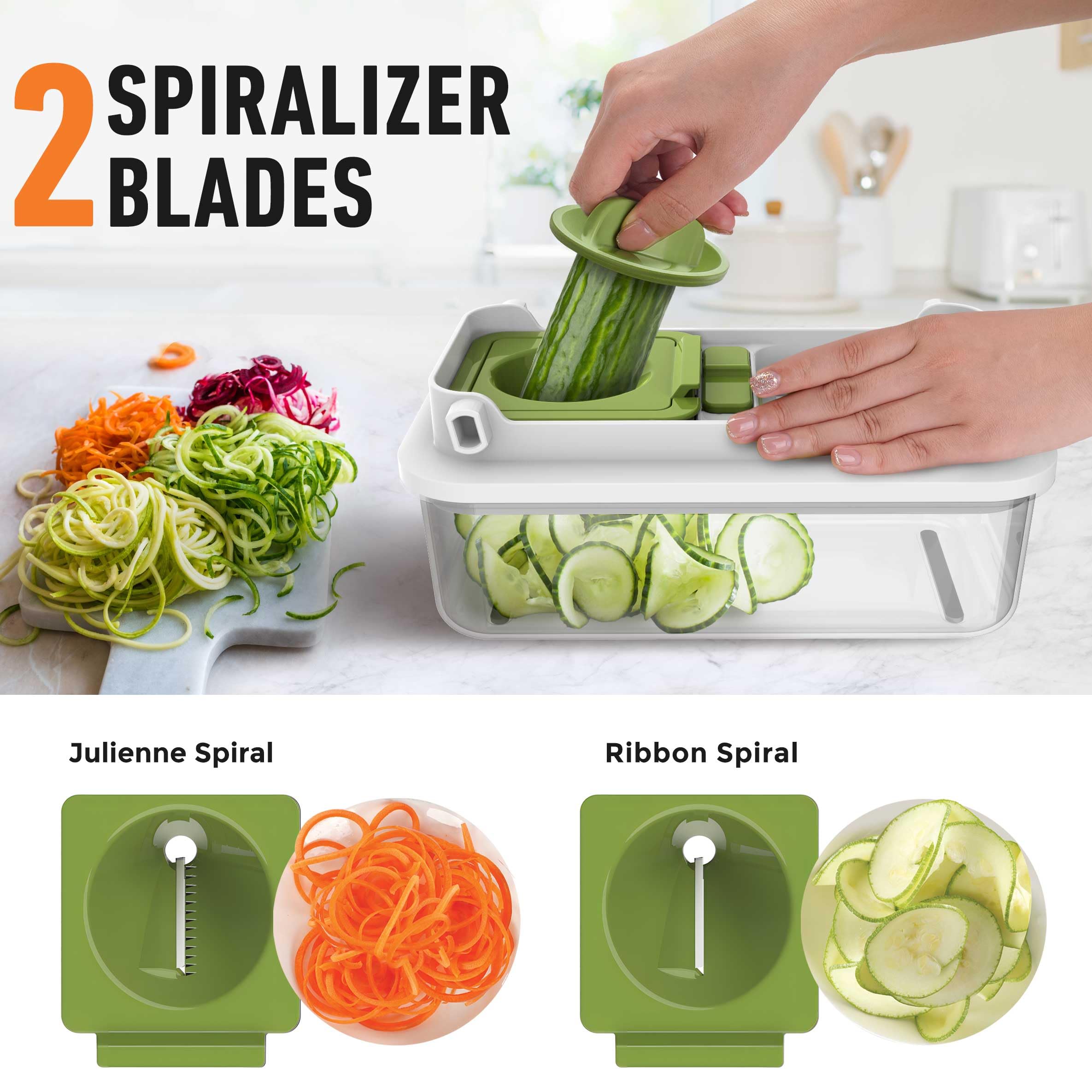 Mueller Pro-Series All-in-One, Mandoline Slicer for Kitchen, Food Chopper, Cucumber Slicer and Spiralizer, Cutter, Dicer, Grater, Kitchen Essentials