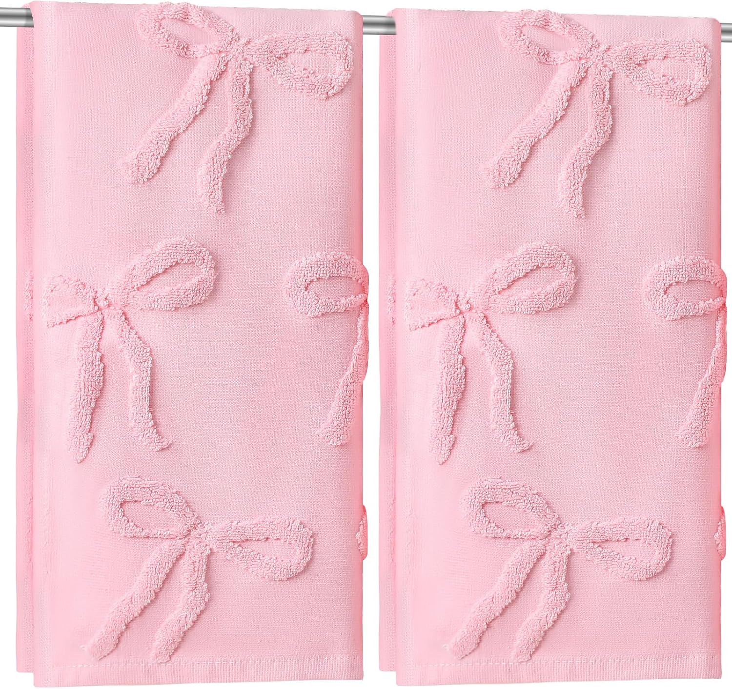 Preppy Pink Hand Towels for Bathroom Coquette Bow Hand Towels 100% Cotton Absorbent Decorative Jacquard Weave Bath Towel 13.7 x 29.5 Inch