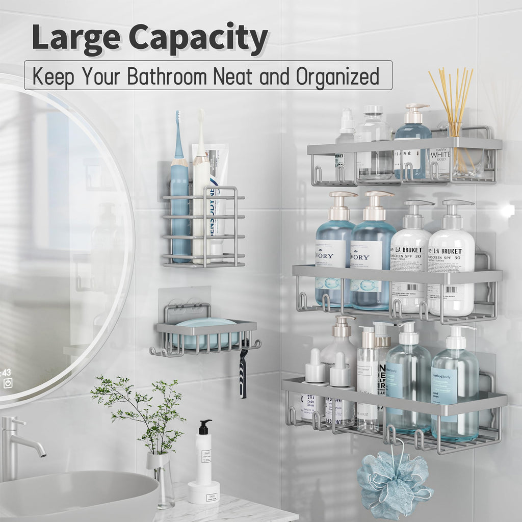 Shower Caddy Organizer Rack Shelf for Inside Shower, Adhesive Bathroom Wall Storage Basket Rustproof Stainless Steel