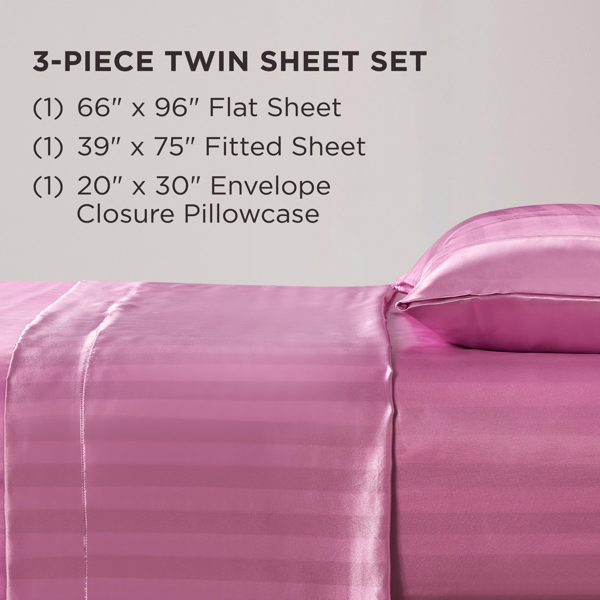 Juicy Couture Silky Satin Damask Sheet Set - Luxury Smooth Satin Striped Sheets