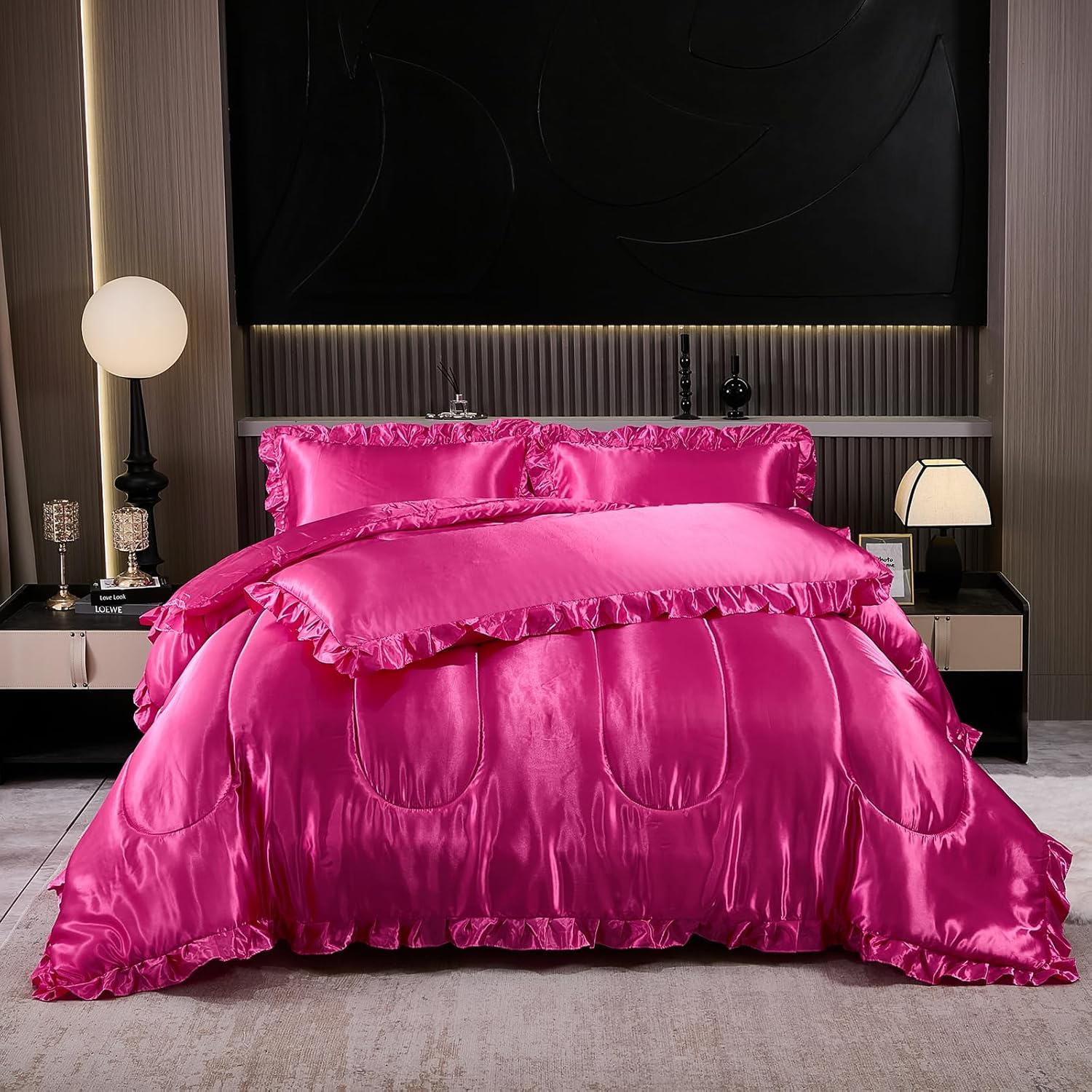 Comforter Silk Beddings - Luxury Silky Body Pillow Cover Ruffle