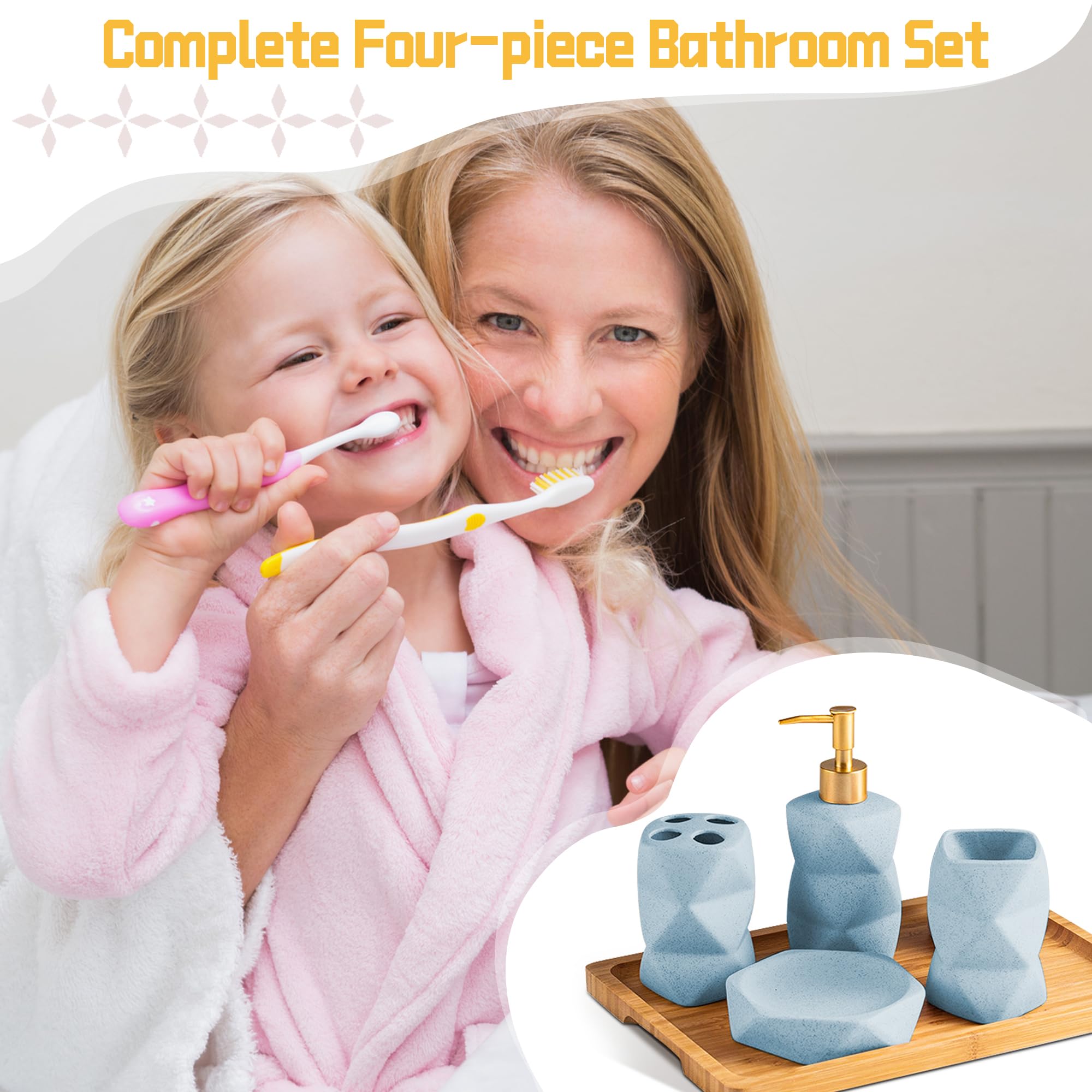 Ceramic Bathroom Accessories Set, Soap Dispenser, Toothbrush Holders, Tumbler, Soap Dish