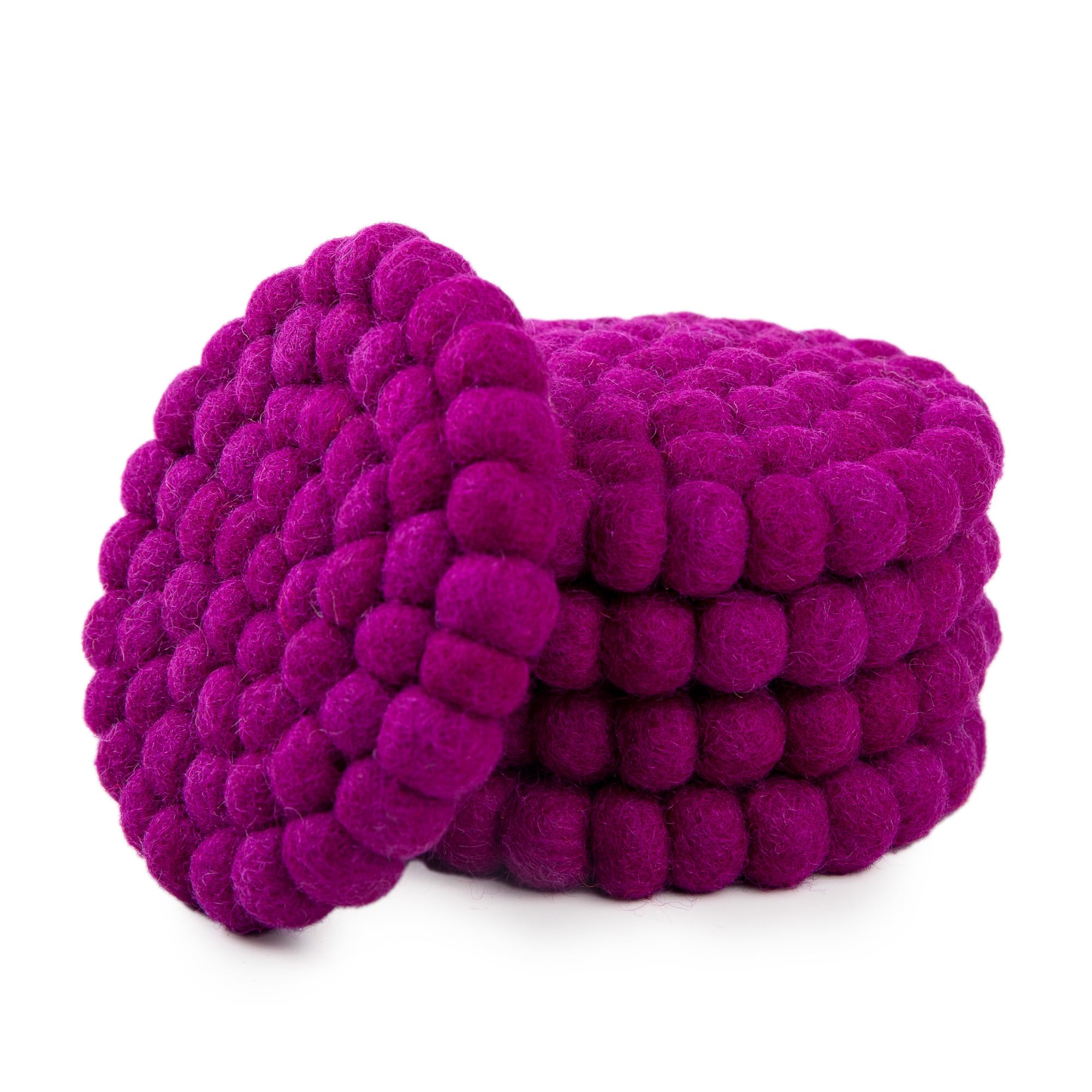 Round Felt Ball Coasters - 100% Merino Wool Table Coasters - Felt Coaster Pads, Absorbent Trivet for Drinks - Heat Resistant, Thick & Durable Hand Felted in Nepal by Woolygon- Multicolor - Set of 5