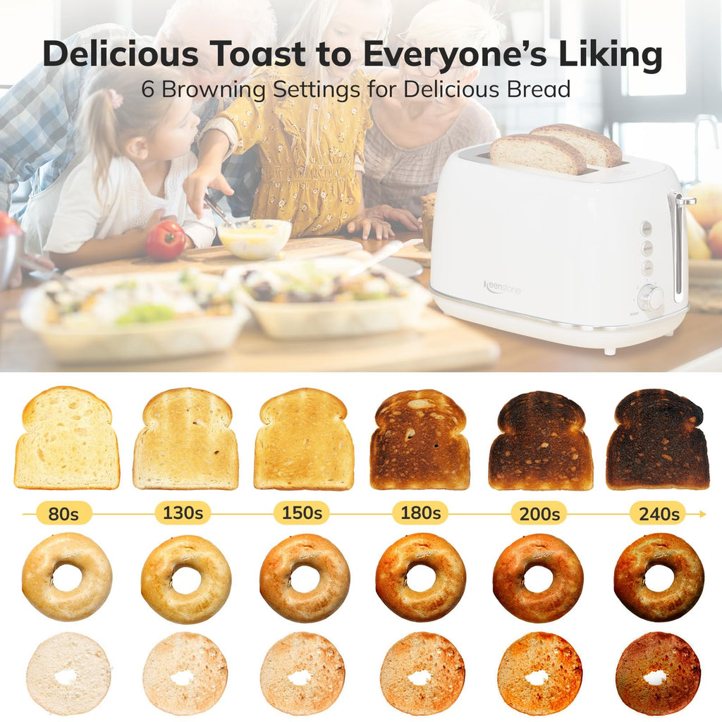 Toaster 2 Slice Stainless Steel with 6 Bread Shade Settings, Retro Toaster with Extra Wide Slot