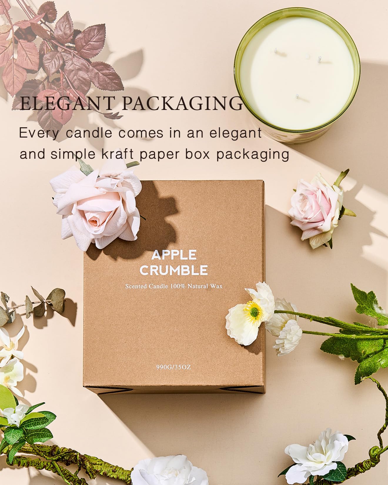 Large Soy Scented Candles, Non Toxic Natural Spring Candles 35oz 150 Hours Long Lasting Slow Burning