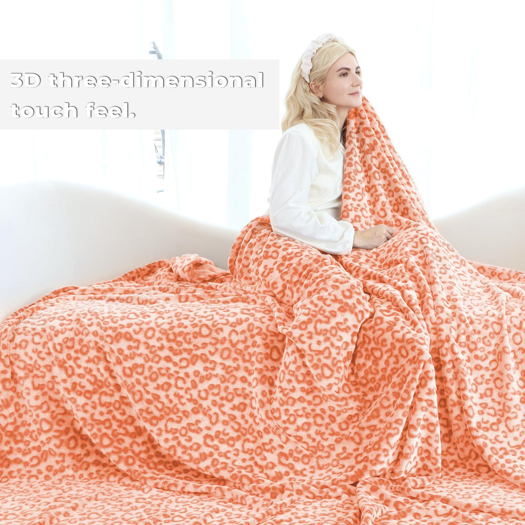 Leopard Throw Blanket - Cheetah Print Soft Fleece Blanket Hot Pink Fuzzy Plush Blankets Cute Bed Couch Decor