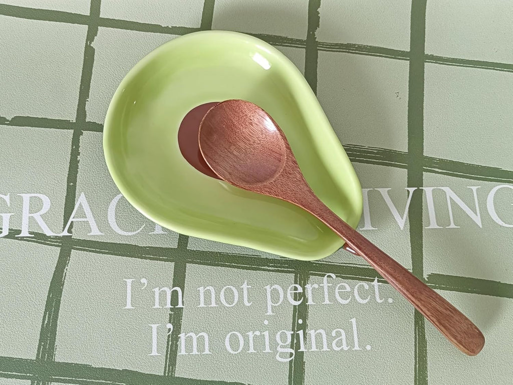 Ceramic Spoon Rest for Stove Top, Avocado Cute Spoon Rest for Kitchen Counter, Cooking Spoon Holder for Kitchen Counter, Utensil Rest