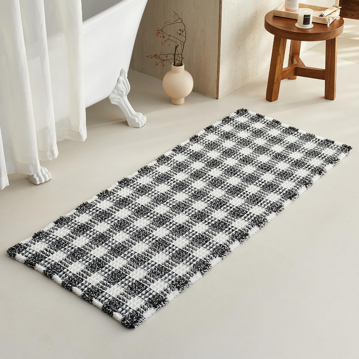 Waffle Bath Mat Non Slip Washable Quick Dry Cute Bath Mat