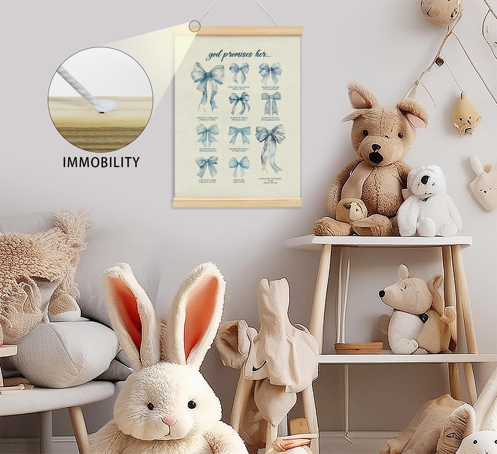 Trendy Bows Pink Coquette Scripture Wall Art Poster Hanger Frame, Christian Bible Verses Posters Wall Art Decor